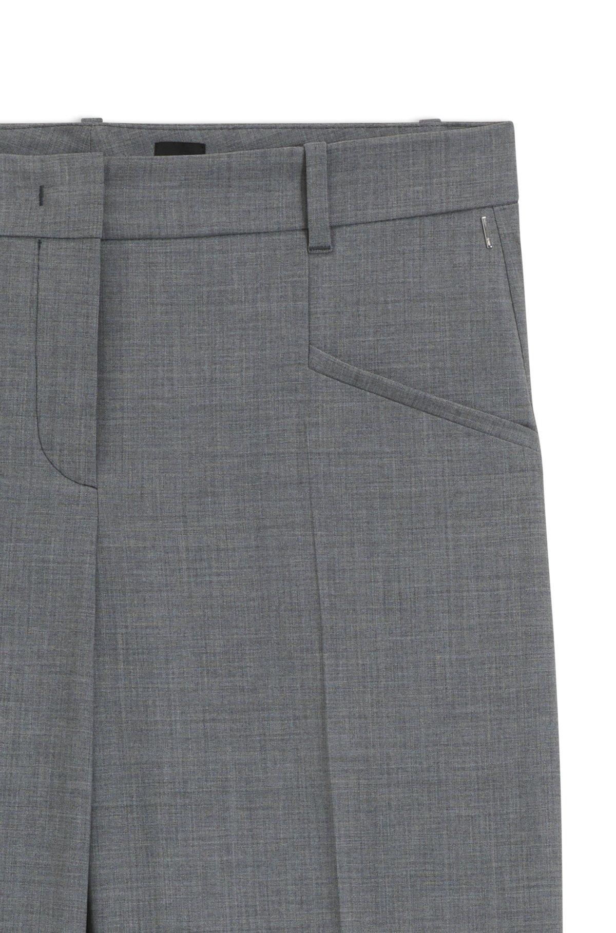 BOSS - Slim-fit pants in melange virgin wool - Dark Grey Product Image