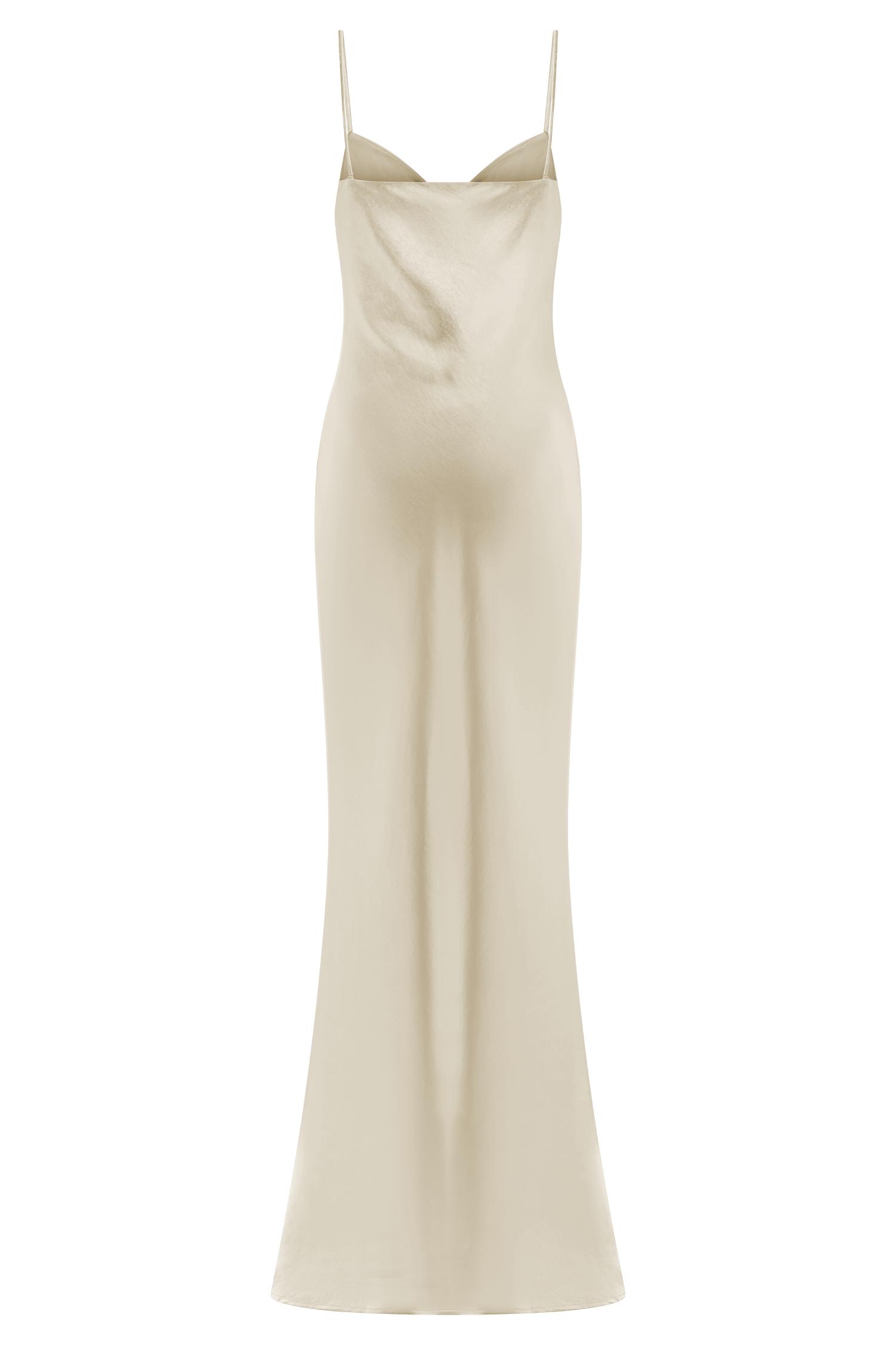 Lilly Sweetheart Satin Maxi Dress - Blush Gold Product Image