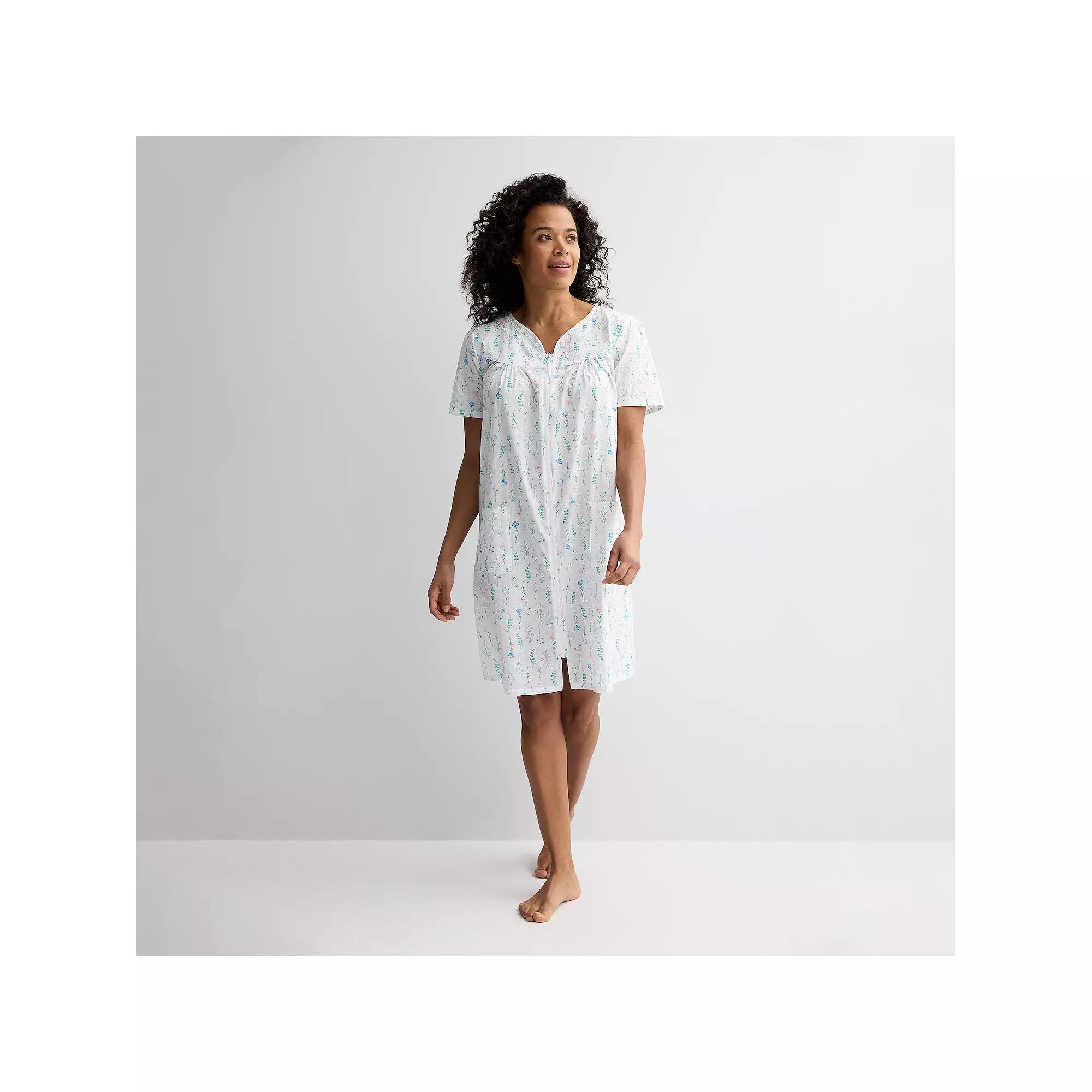 Petite Croft & Barrow® Woven Zip Sleep Robe, Women's,  Product Image