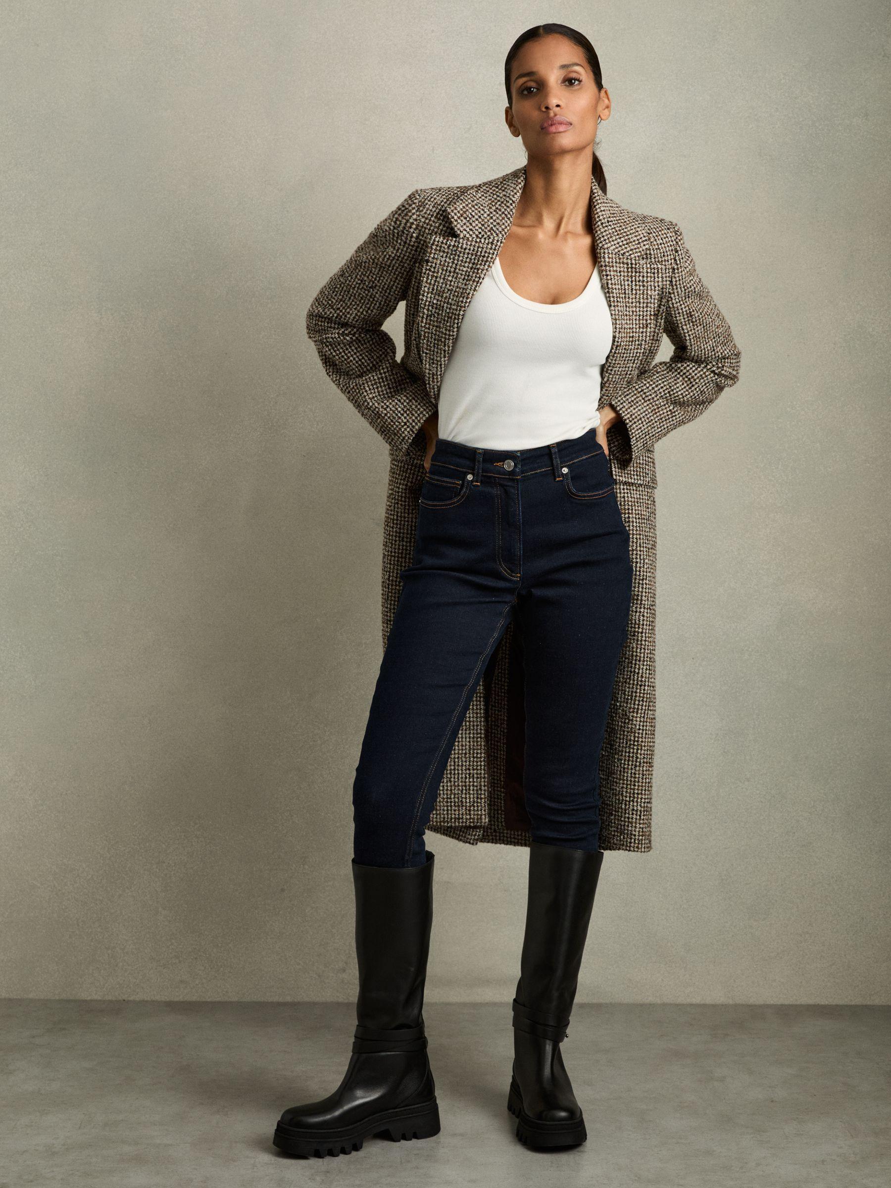 Leather Chunky Flat Knee-High Boots in Black Product Image