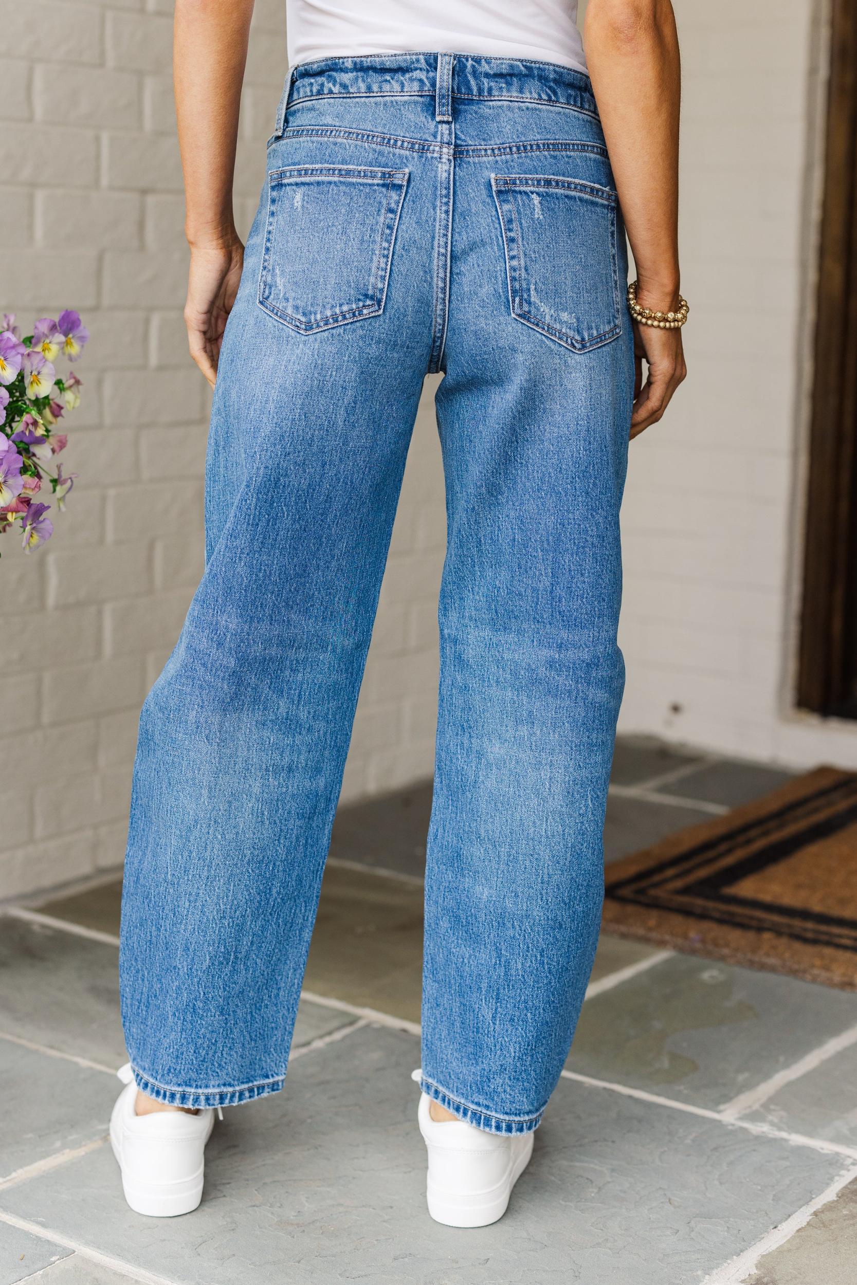 All For It Medium Wash Barrel Leg Jeans Female Product Image