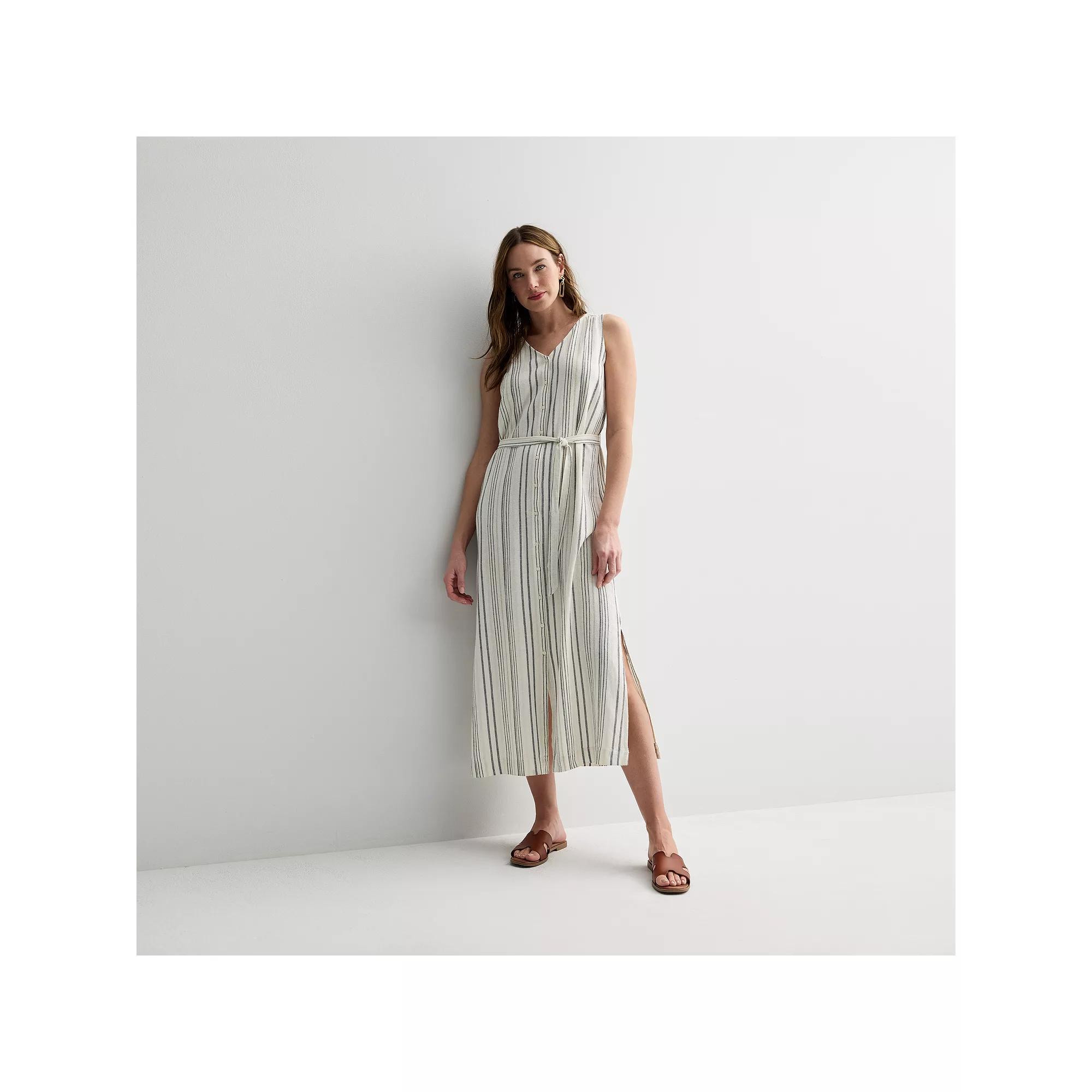 Women's Sonoma Goods For Life® Utility Tank Maxi Dress, Size: Large, Beige Texture Stripe Product Image