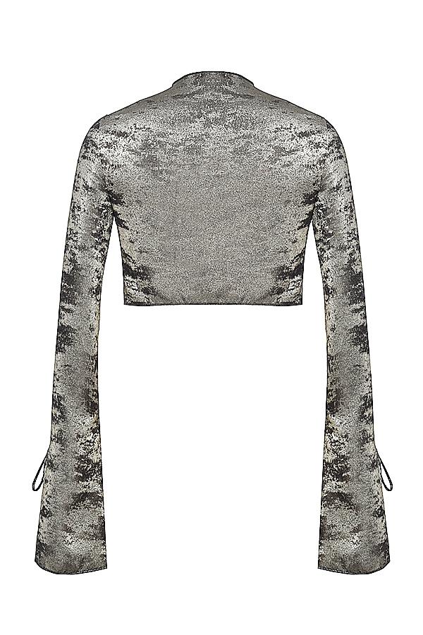 Giulia  pewter shimmer velvet satin top Product Image