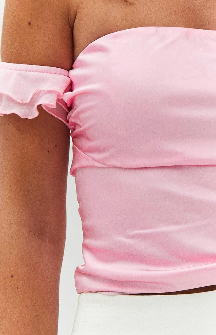 Silvia Pink Satin Crop Top Baby Product Image