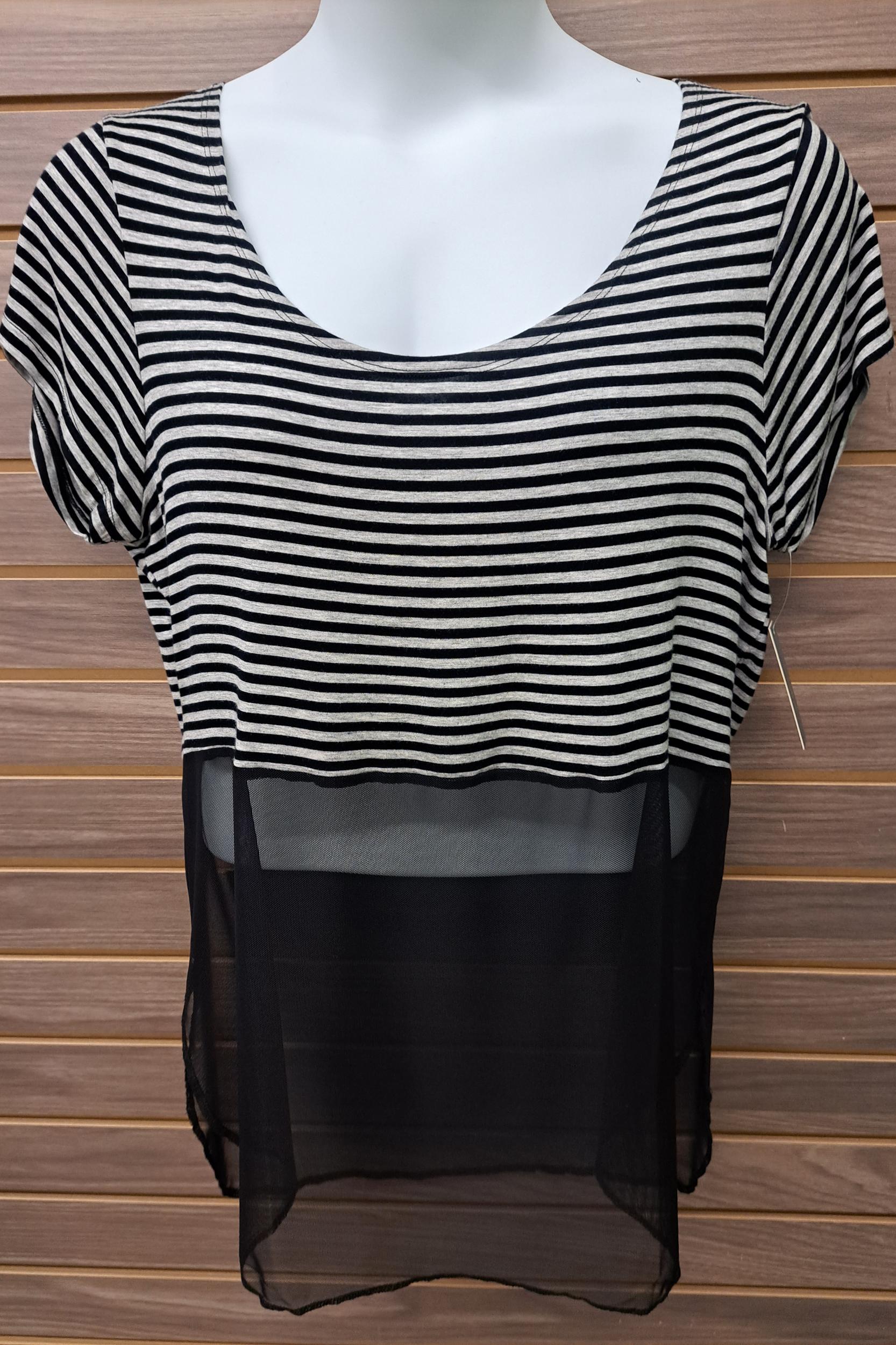 Grey/Black Mesh SS Top Product Image