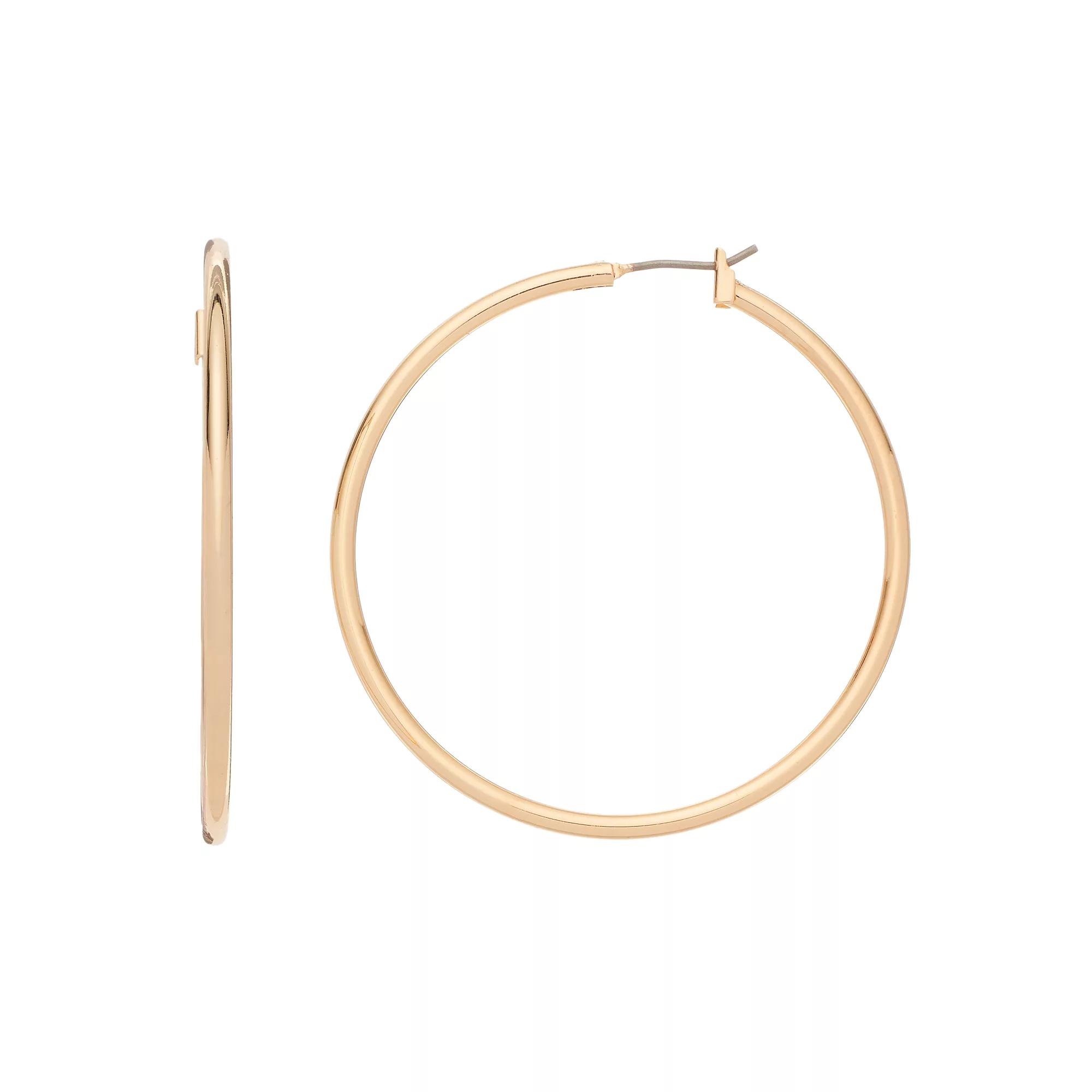Napier Round Tube Hoop Earrings, Women's, Gold Tone Product Image