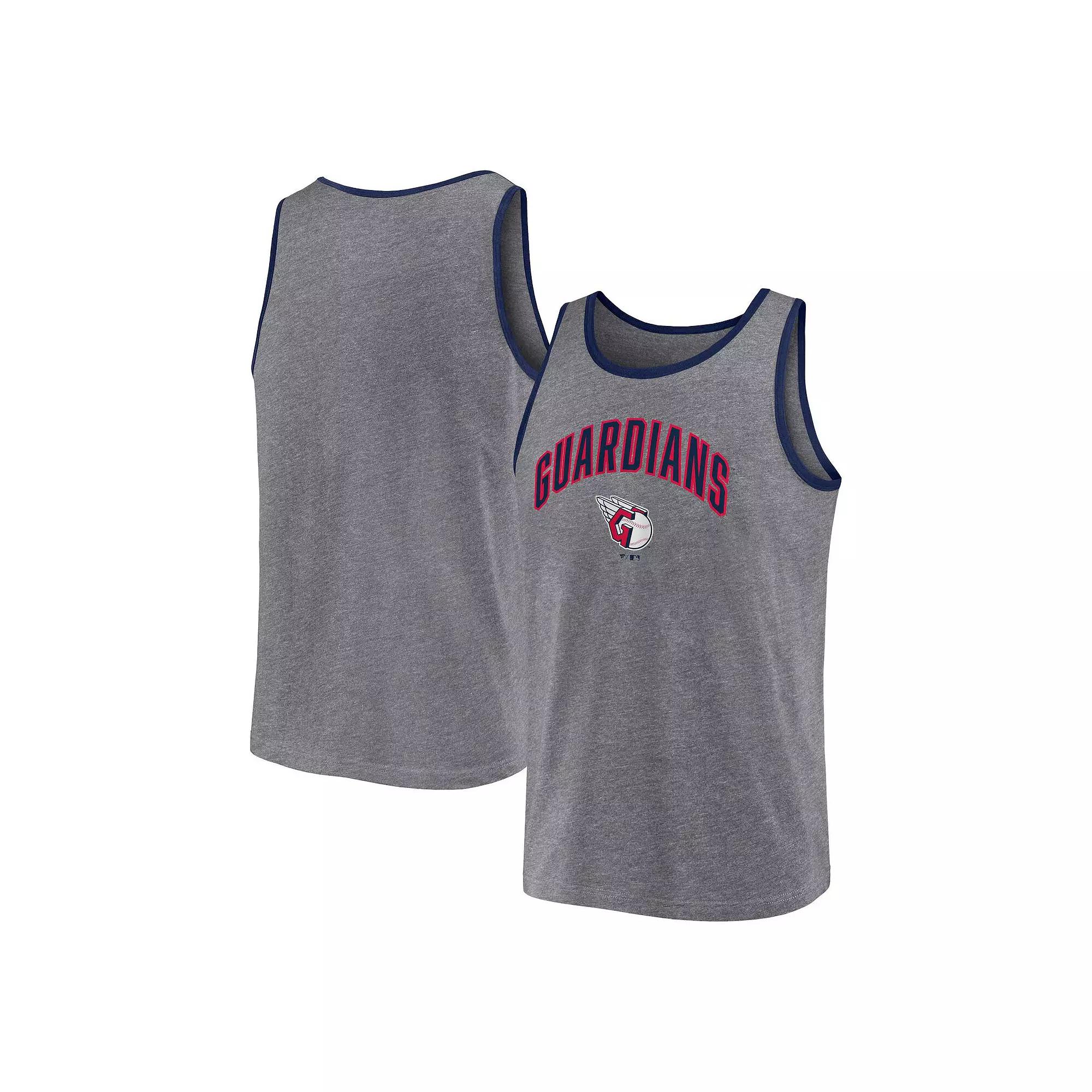 Men's Profile Heather Charcoal Cleveland Guardians Big & Tall Arch Over Logo Tank Top,  Product Image