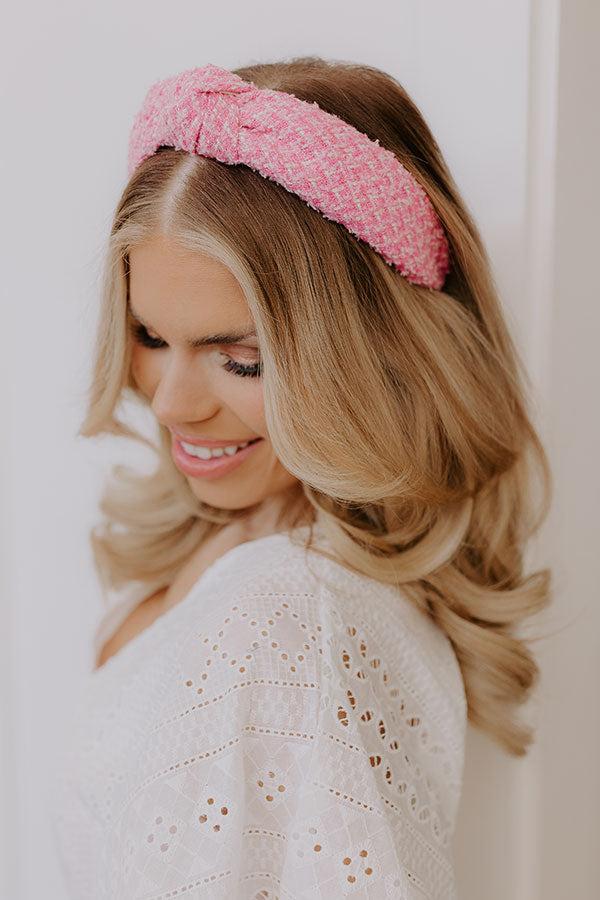Chic Lifestyle Tweed Headband in Pink Product Image