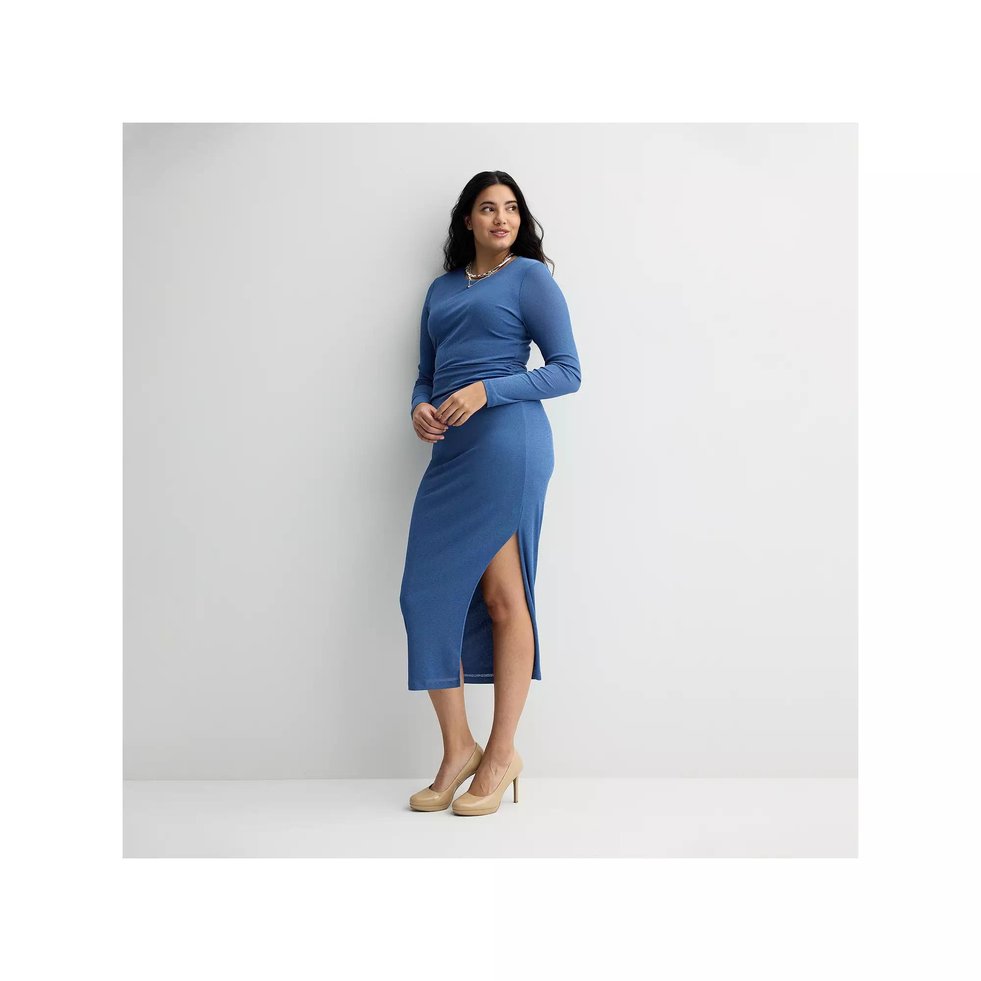 Women's INTEMPO Long Sleeve Bodycon Dress, Size: Small, Blue Product Image
