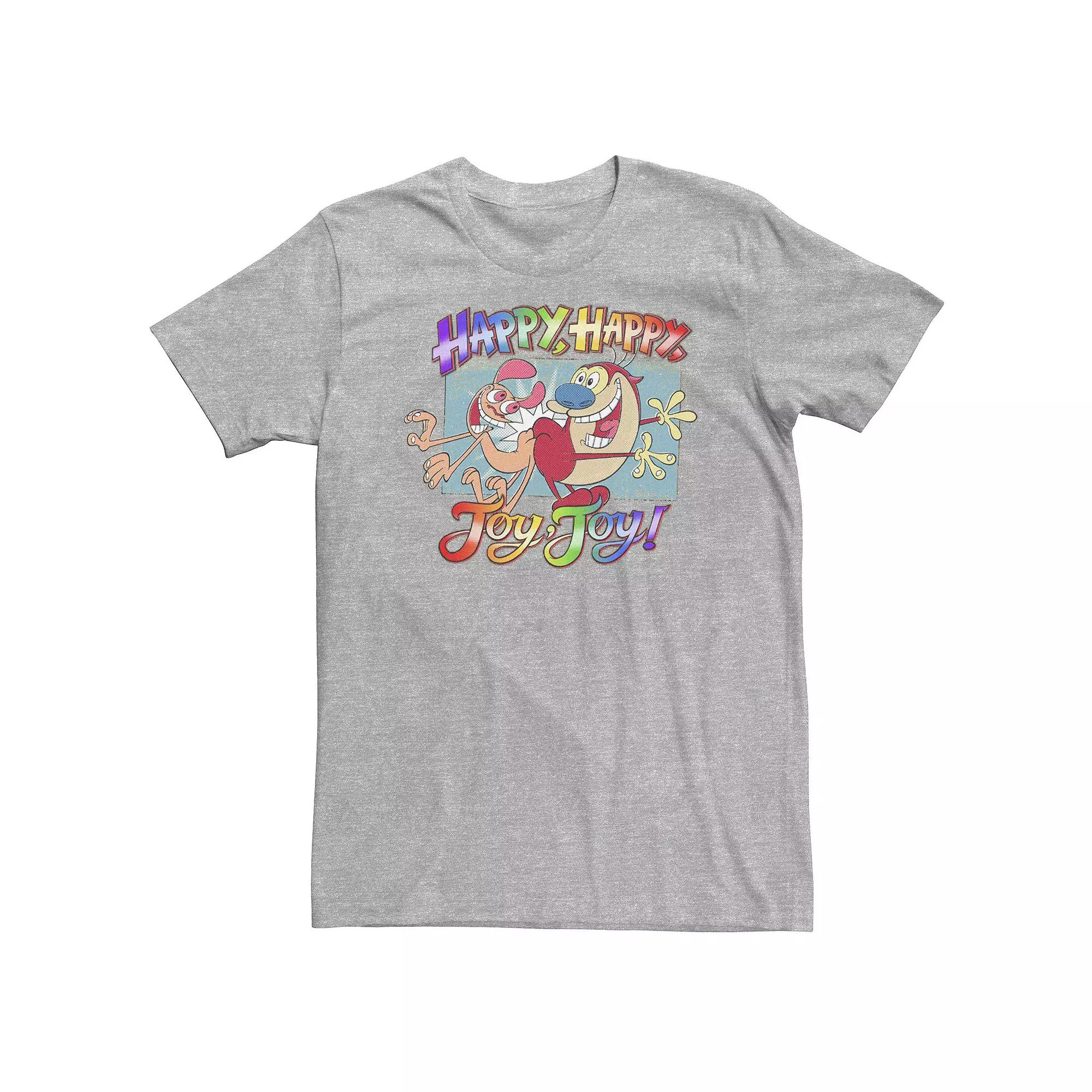 Big & Tall Ren And Stimpy Pride Happy Happy Joy Joy Rainbow Gradient Tee, Men's,  Product Image