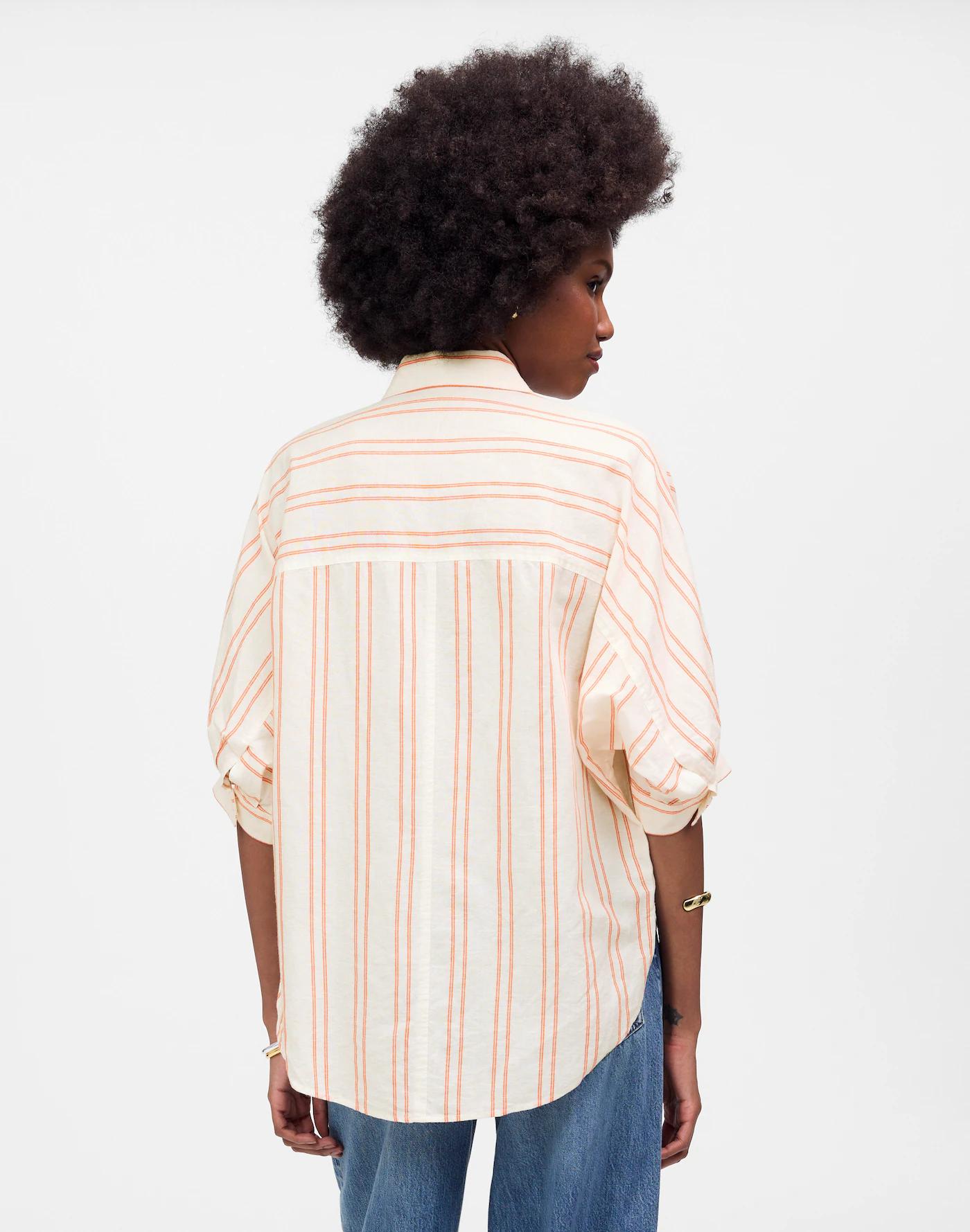 Oversized Pleated-Sleeve Button-Up Shirt Product Image
