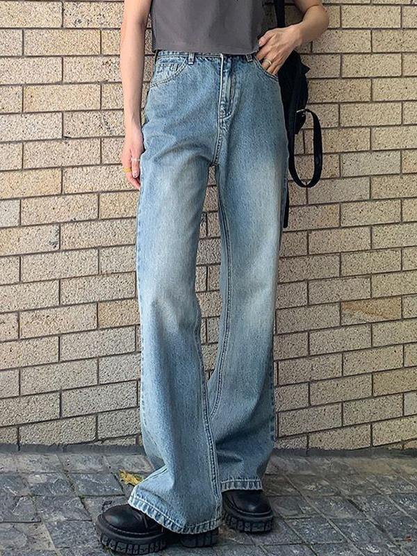 Light Blue Wash High Rise Boyfriend Jeans Product Image