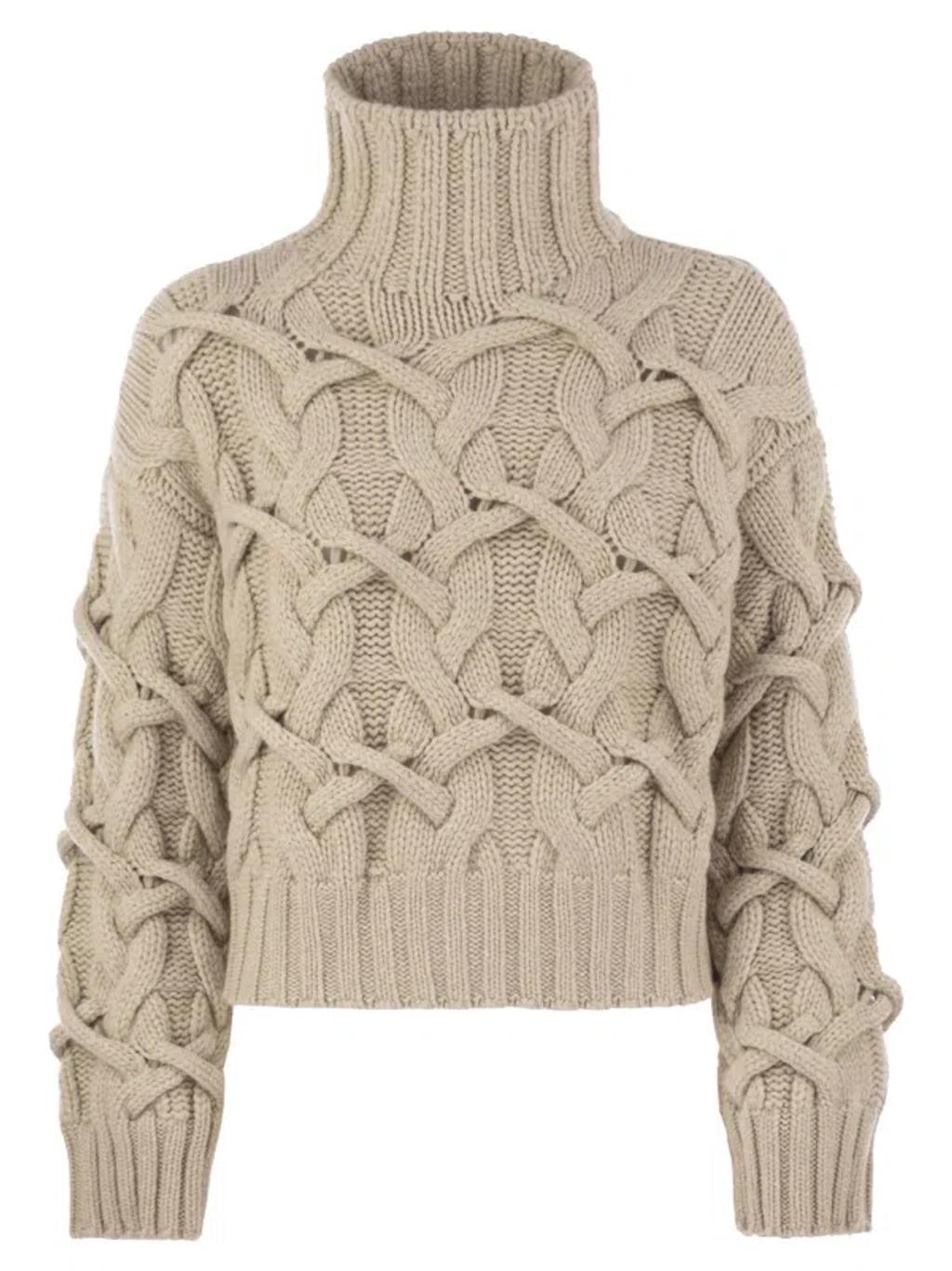 BRUNELLO CUCINELLI Braided Sweater Sweaters And Cardigans Beige In Neutral Product Image