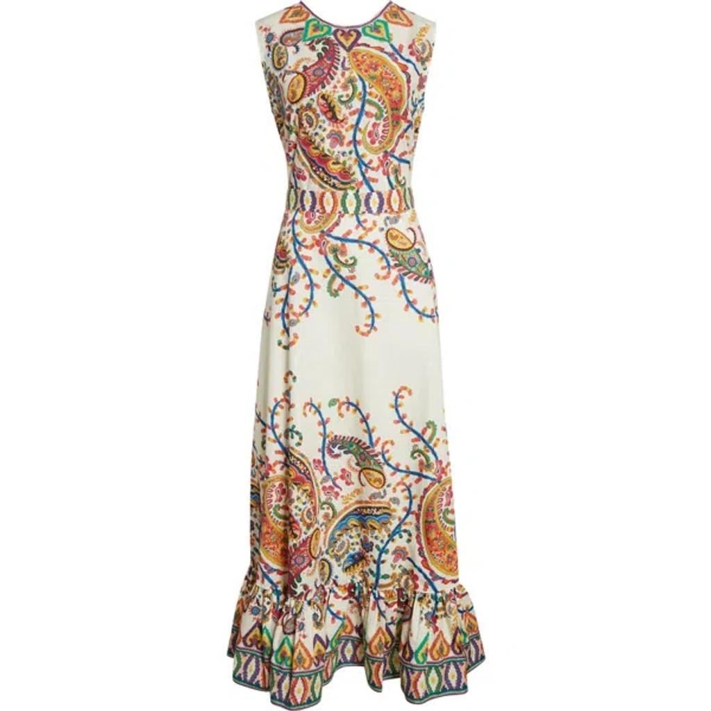 ETRO Paisley-print Sleeveless Belted Maxi A-line Dress In Multi Product Image