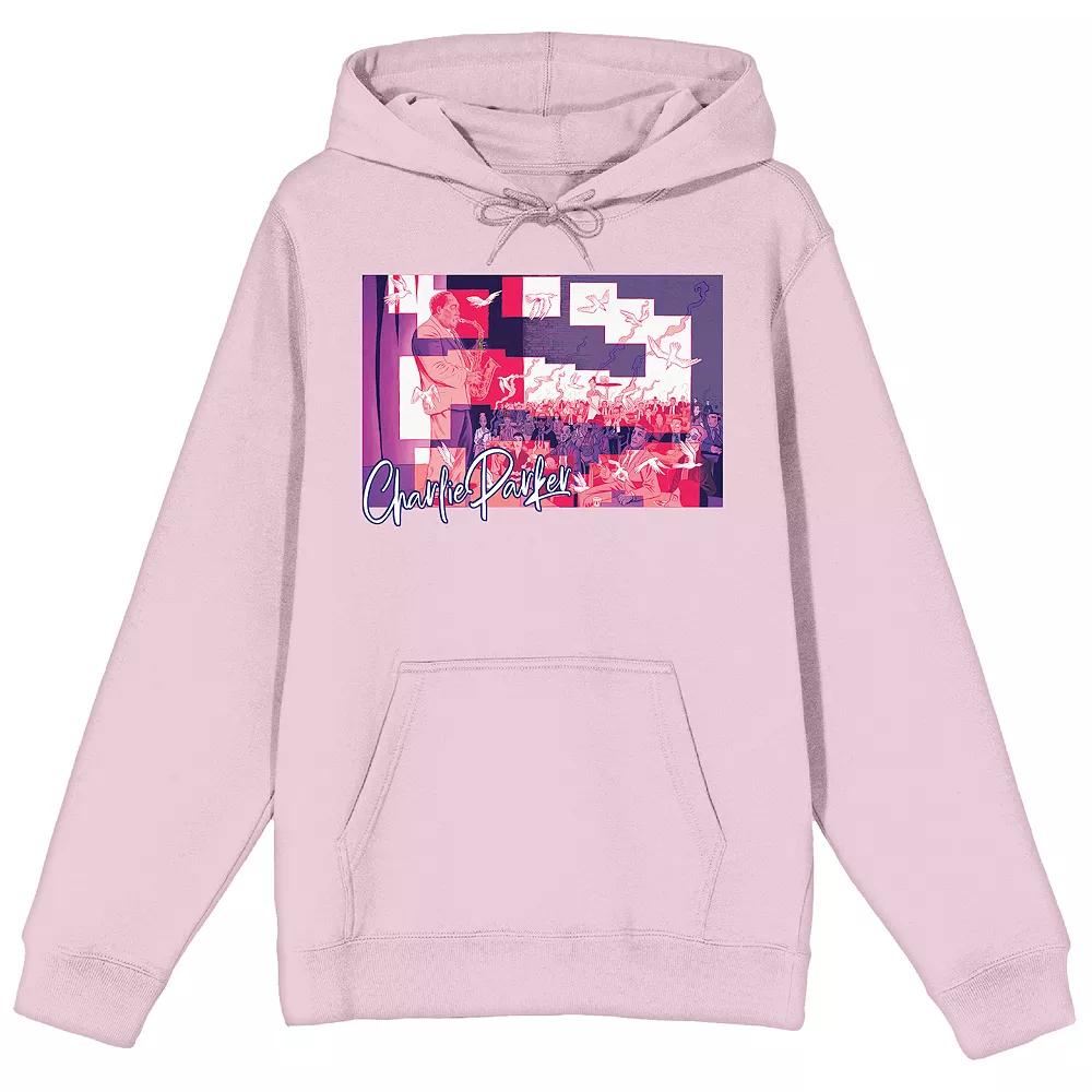 Men's Charlie Parker Bird Saxophone Graphic Hoodie, Size: Large, Pink Product Image