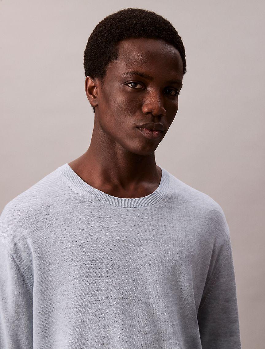 Linen Blend Double Layer Classic Sweater Product Image