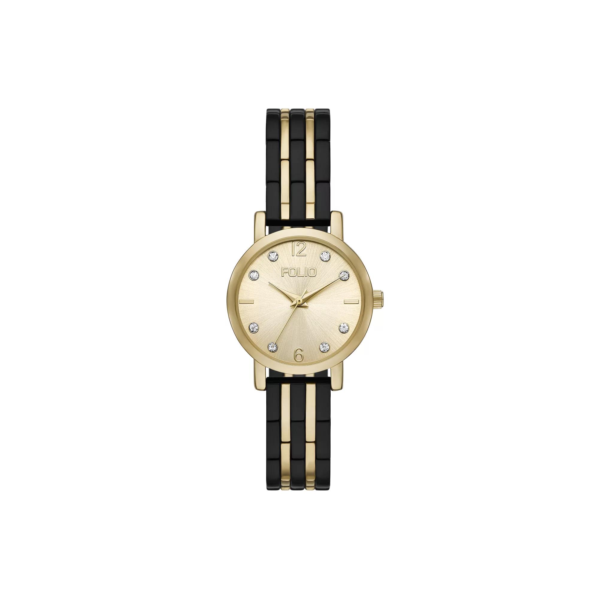 Folio Women's Mixed Material Sunray Dial Watch, Gold Tone Product Image