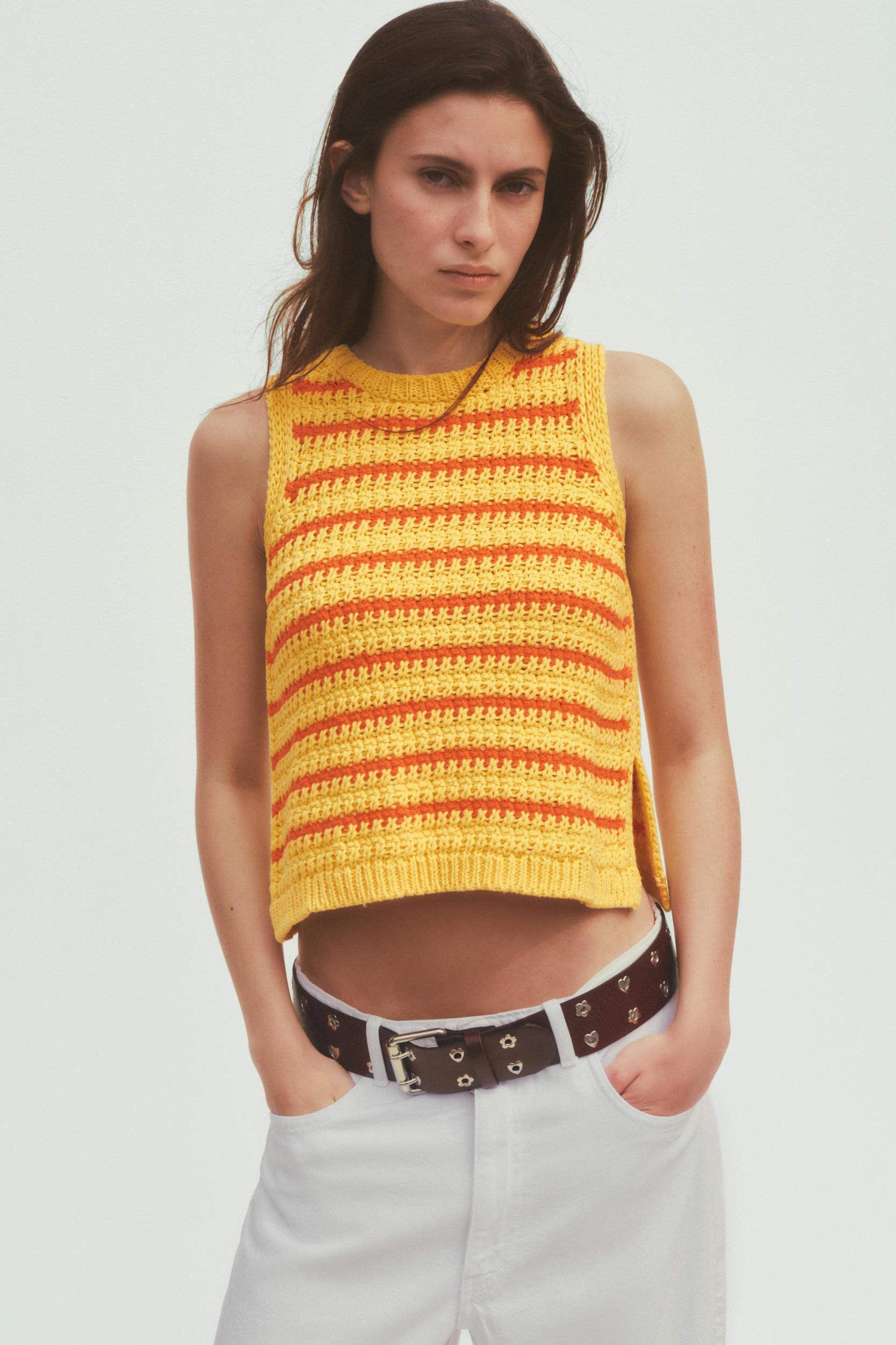 STRIPED KNIT TOP Product Image