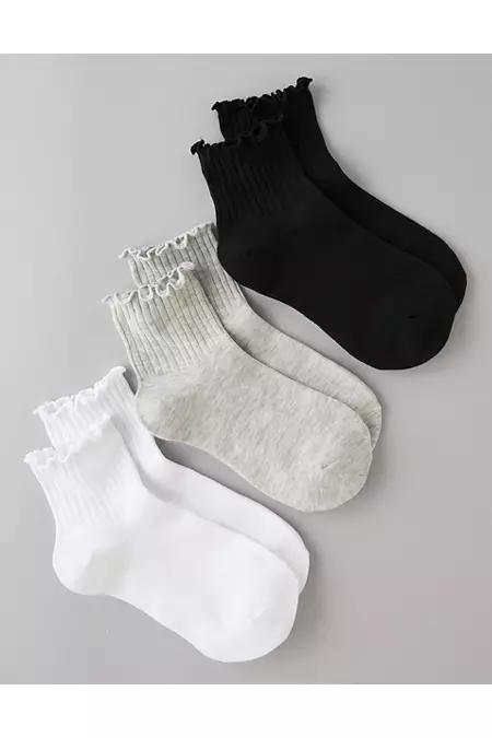 AE Ruffle Boyfriend Socks 3-Pack Women's Product Image