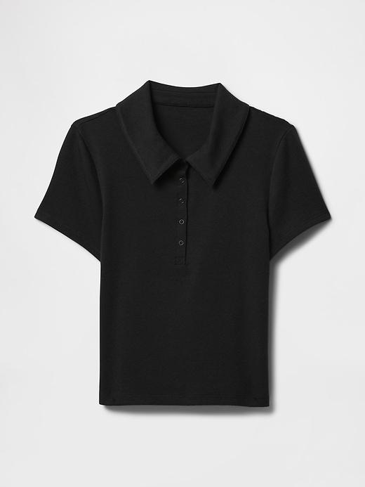 Modern Rib Cropped Polo Shirt Product Image