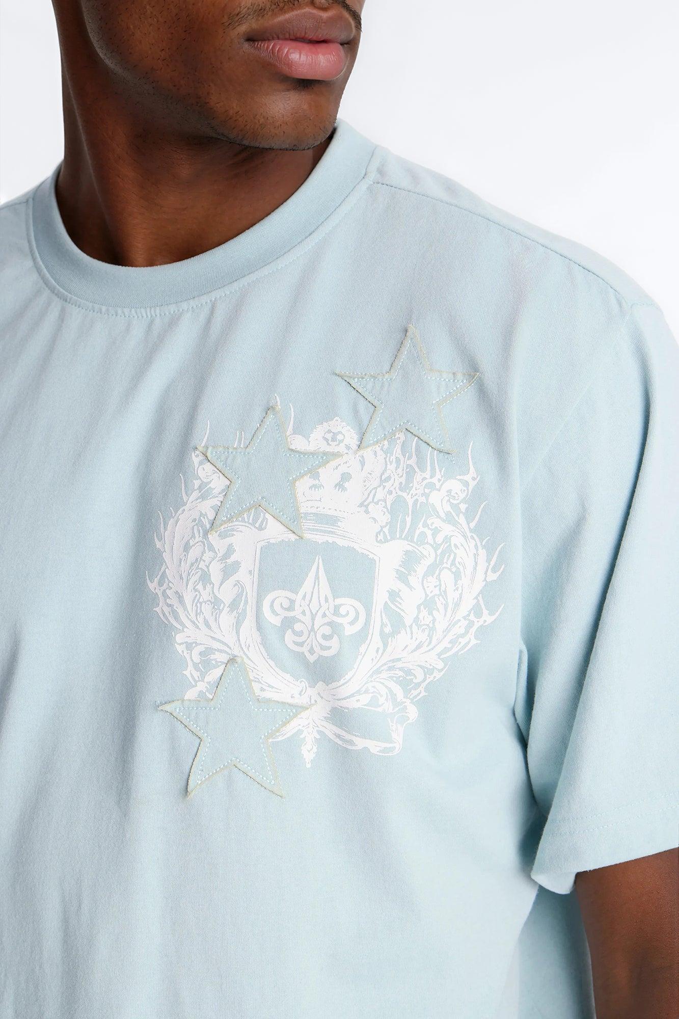 Star Royal Crest Washed Boxy Short Sleeve Tee - Blue Male Product Image