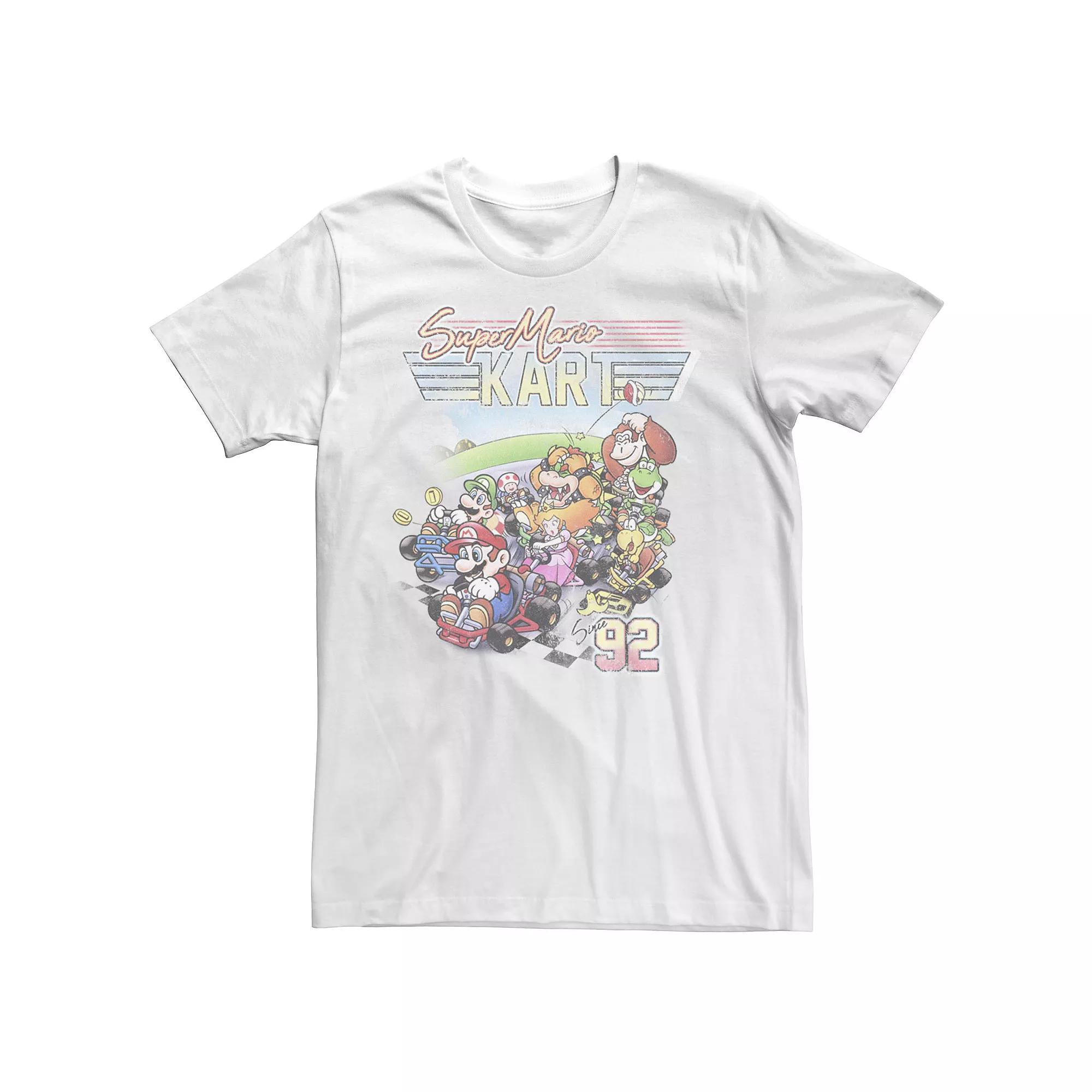 Men's Mario Kart 92 Group Shot Distressed Tee, Size: Medium, Red Grey Product Image