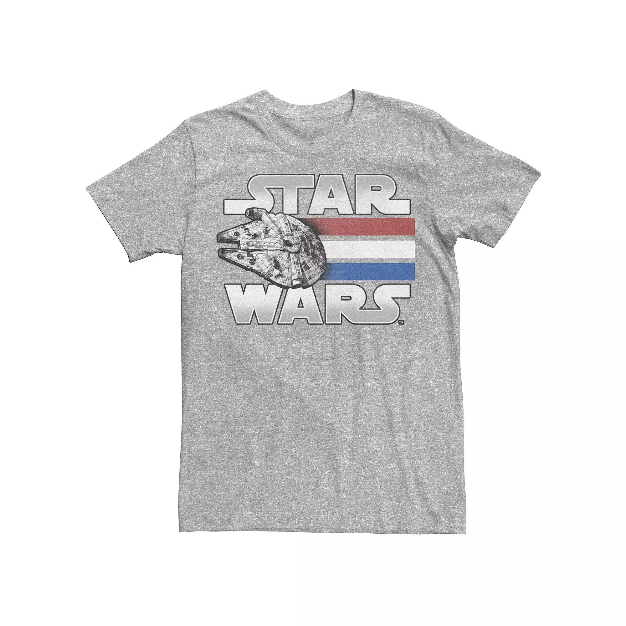Men's Star Wars Red White Blue Stripes Falcon Tee,  Product Image