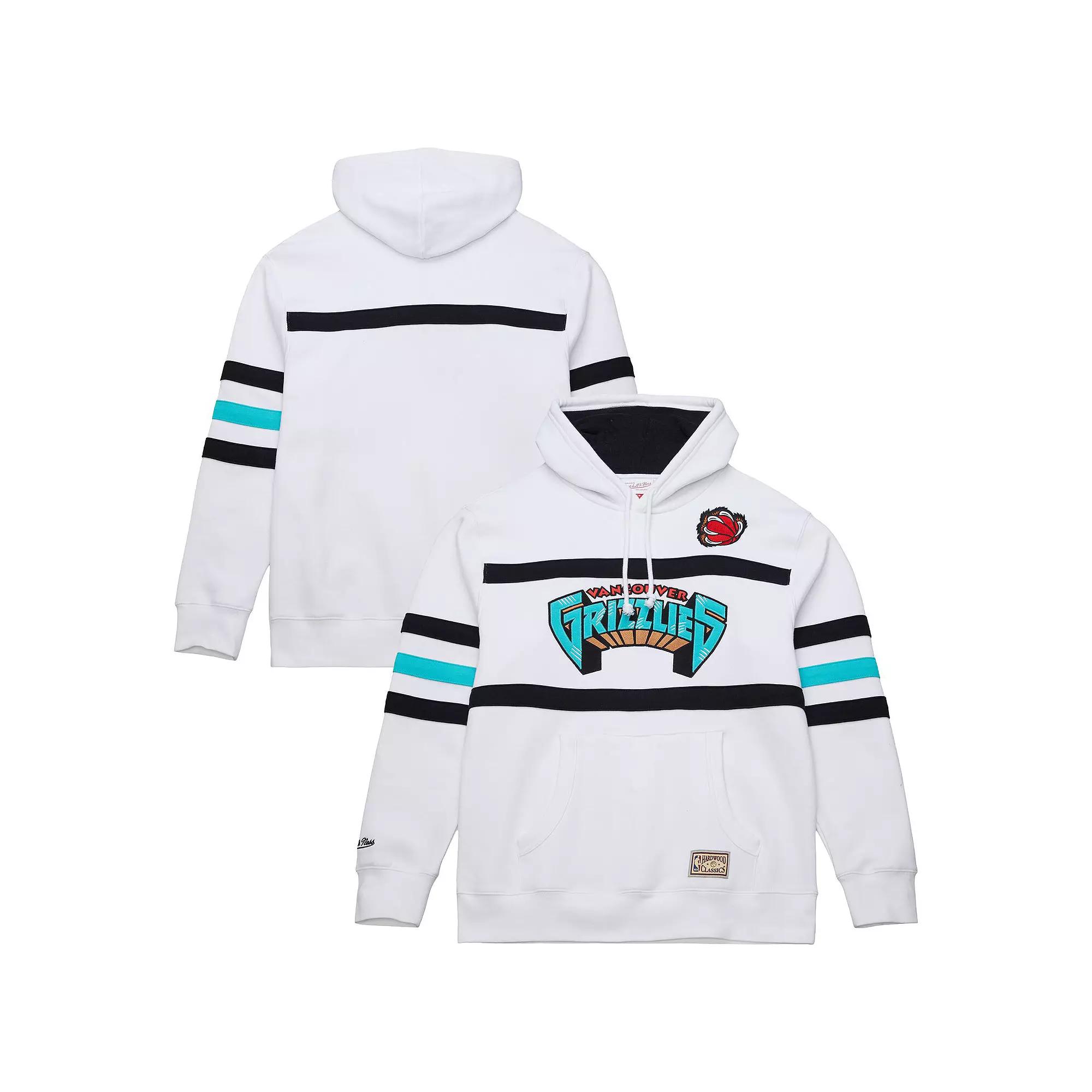 Men's Mitchell & Ness White Vancouver Grizzlies Hardwood Classics Nights Head Coach Pullover Hoodie,  Product Image