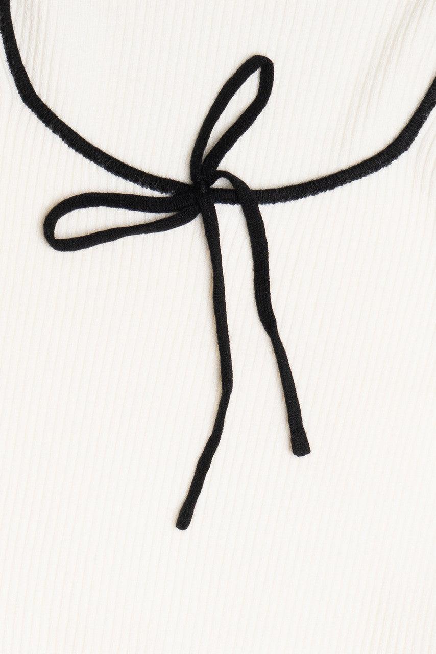 Tie Neck Ribbed Sweater Product Image