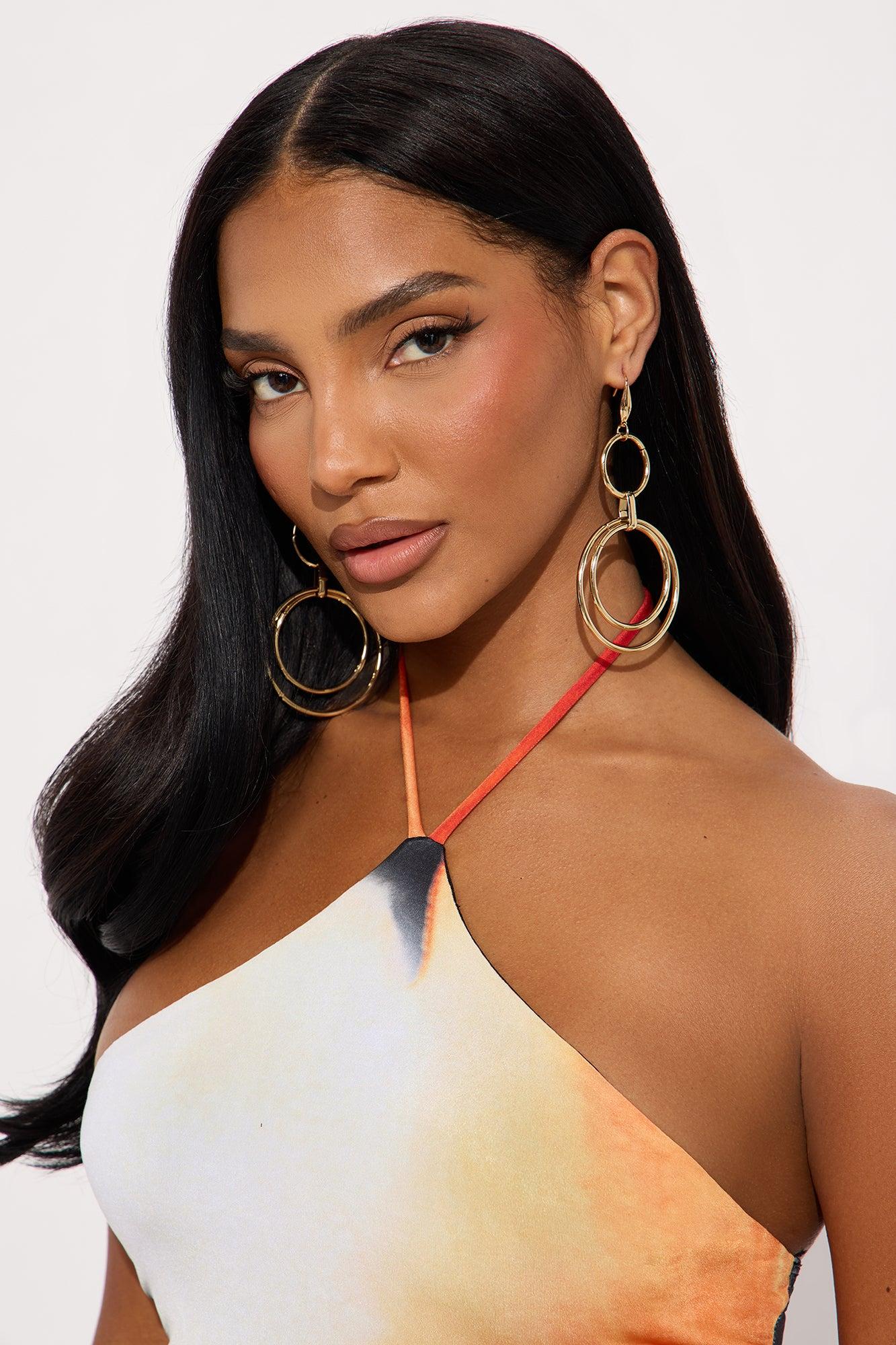 Lux Loops Statement Drop Earrings - Gold Female Product Image