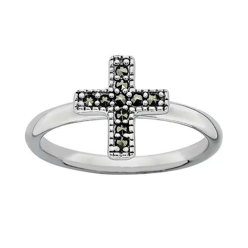 Stacks & Stones Sterling Silver Marcasite Cross Stack Ring, Women's,  Product Image