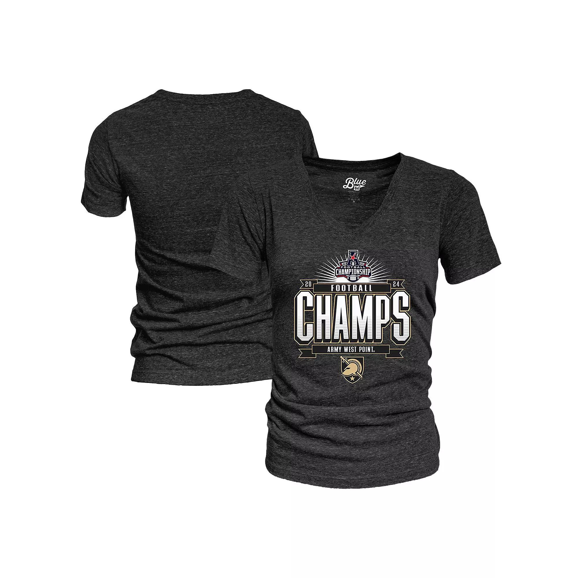 Women's Blue 84 Black Army Black Knights 2024 AAC Football Conference Champions Locker Room V-Neck T-Shirt, Size: Large, Nc2 Black Product Image