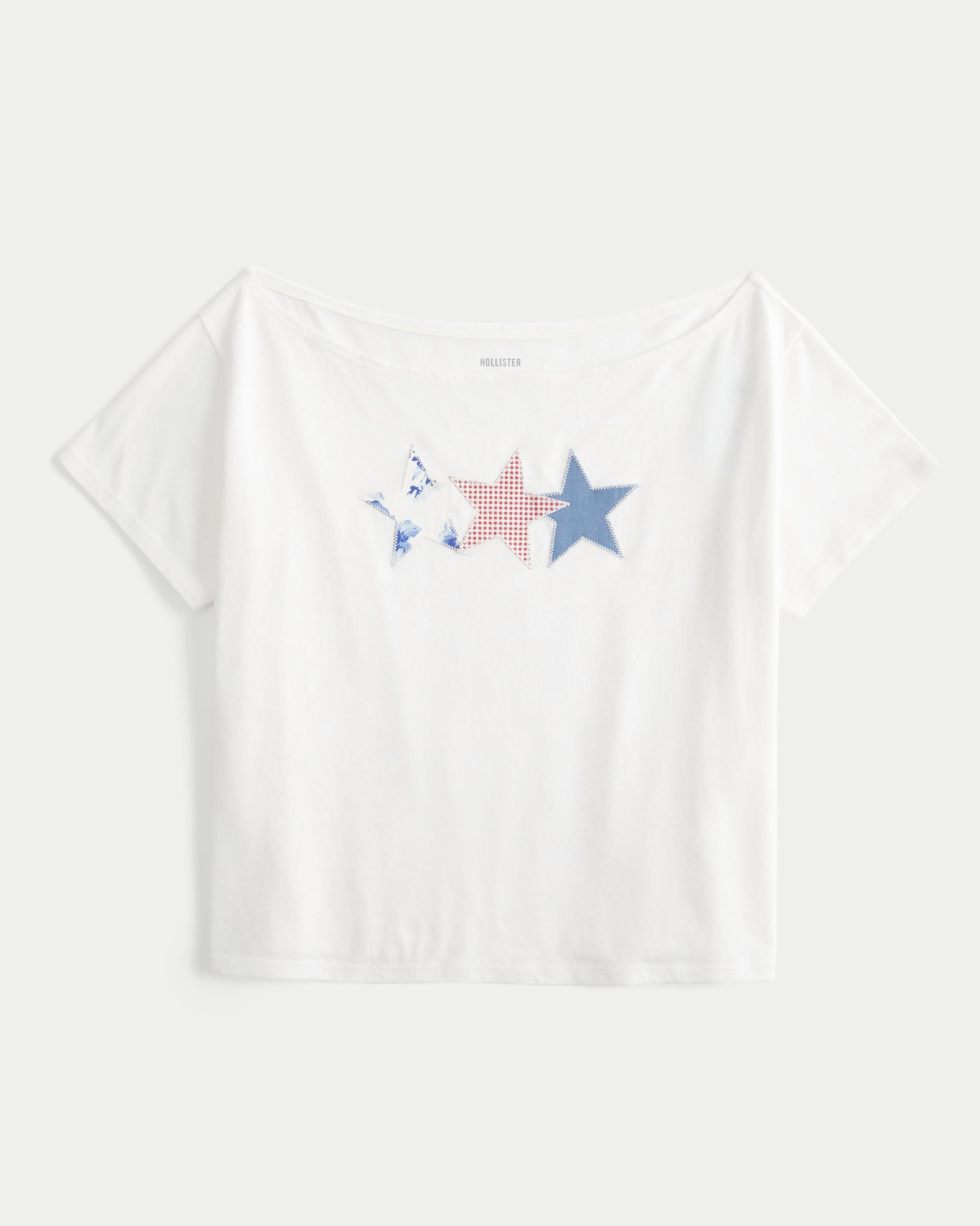 Easy Off-the-Shoulder Star Graphic Tee Product Image