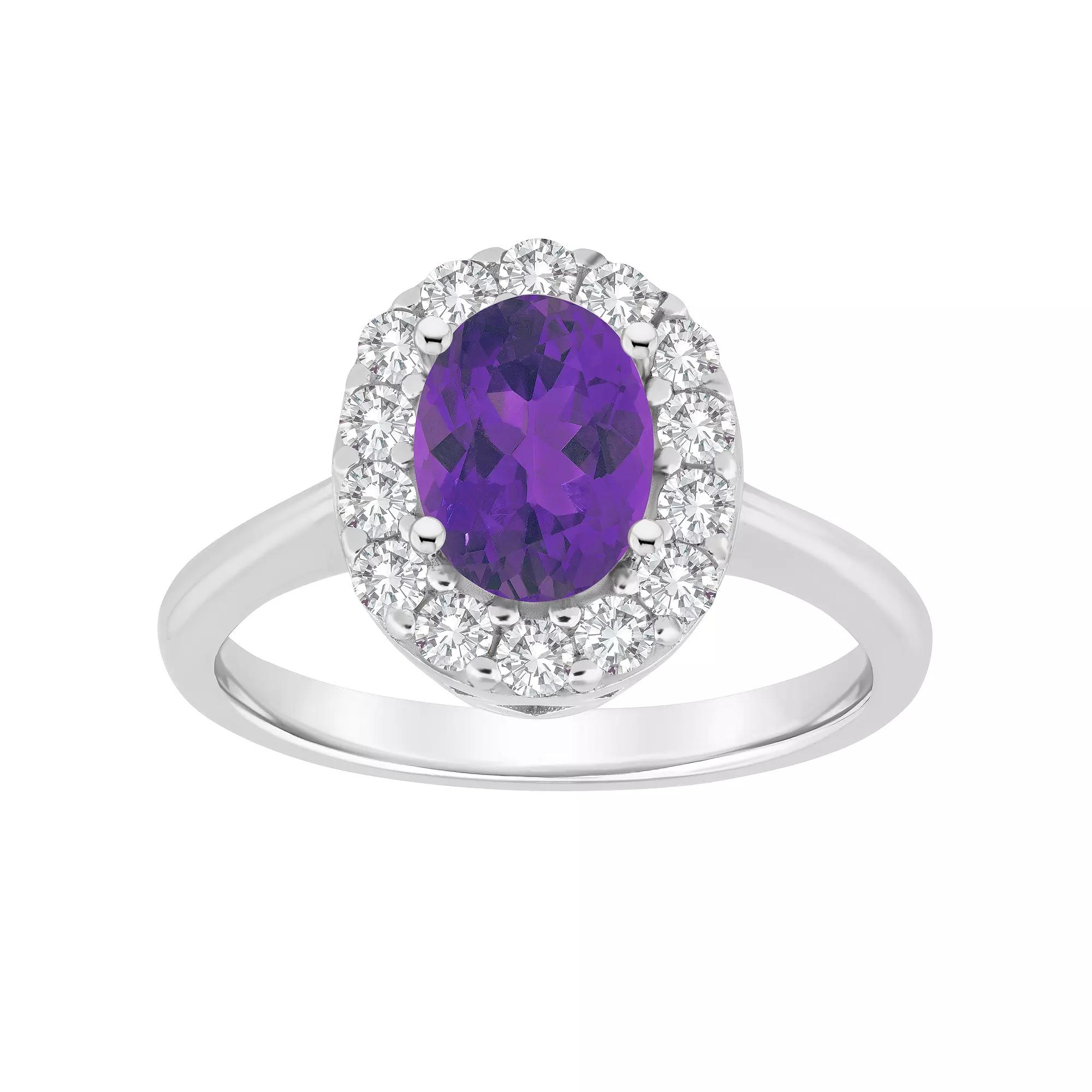 Celebration Gems Sterling Silver Gemstone Halo Ring, Women's,  Product Image