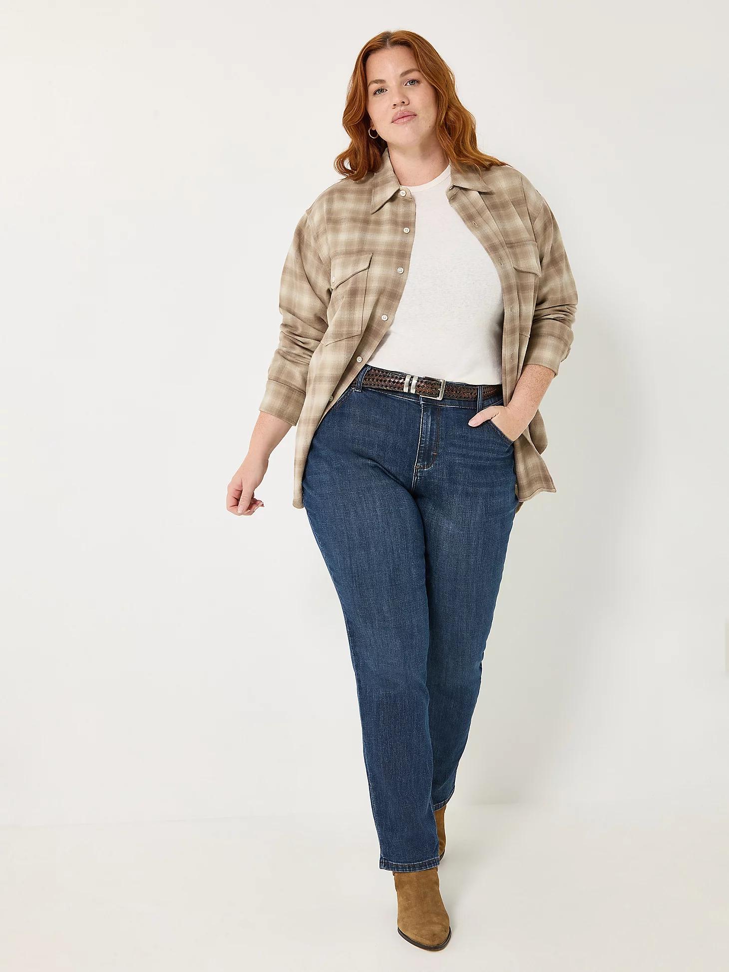 Women’s Stretch Relaxed Fit Straight Leg Jean (Plus) | Women's Jeans | Lee® Product Image