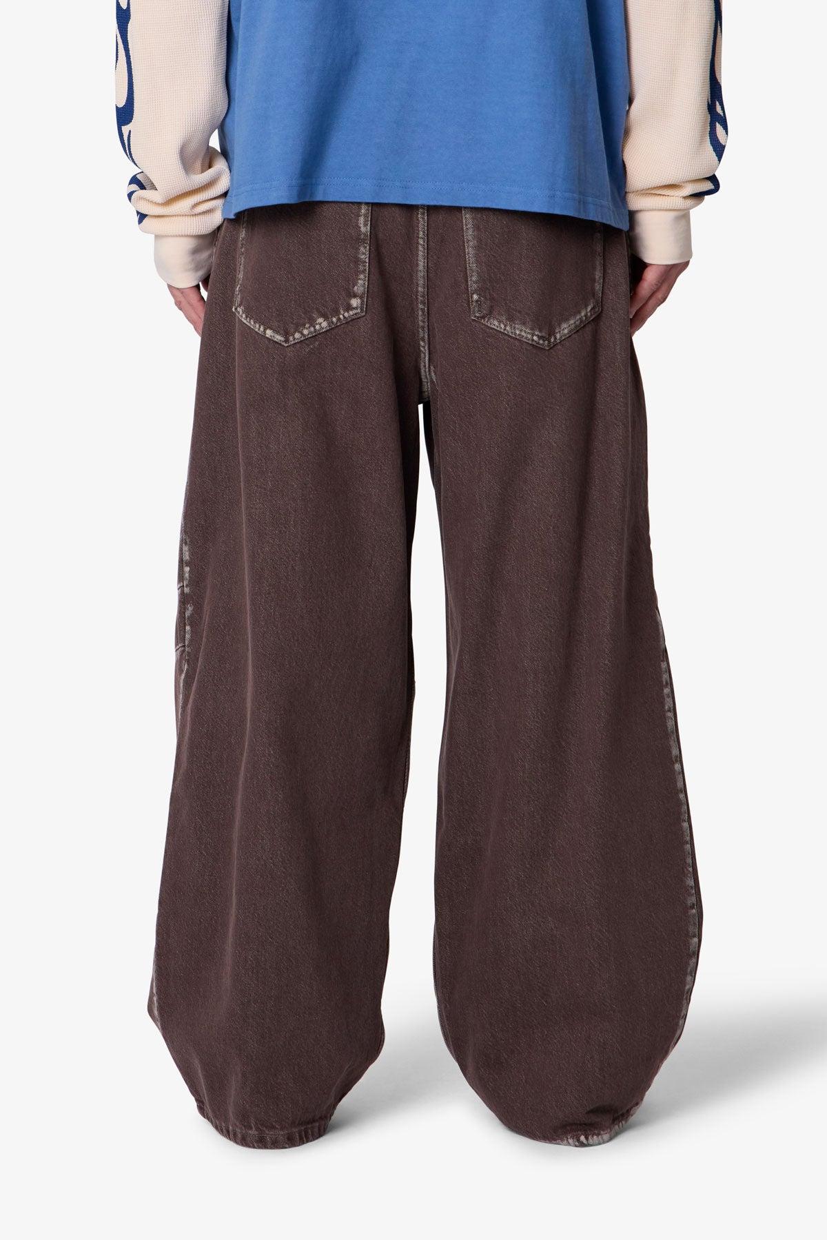 Raw Pleated Denim - Rinsed Brown Product Image