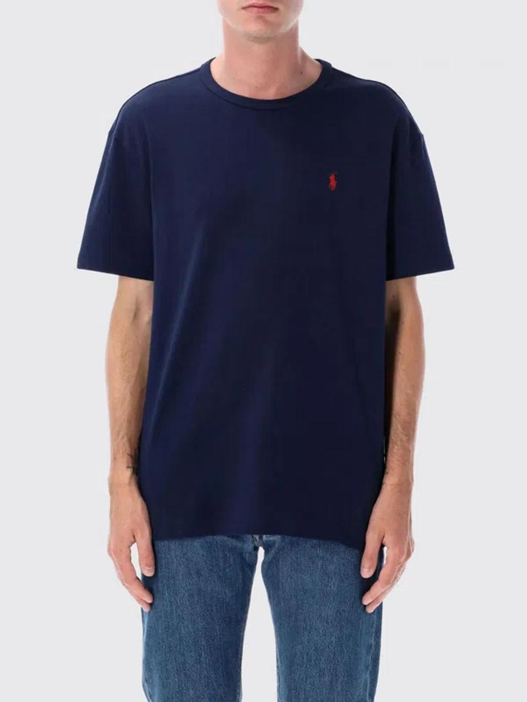 POLO RALPH LAUREN Slim-fit Logo-embroidered Cotton-jersey T-shirt In Navy Product Image