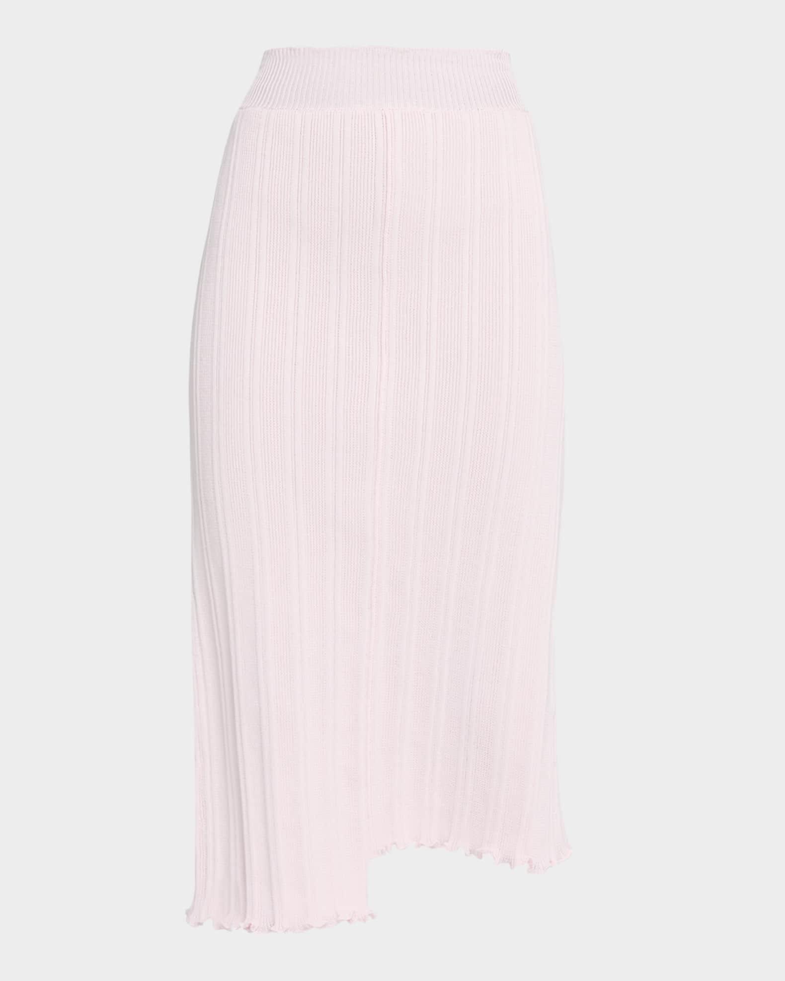 Asymmetric Fine Ribbed Cotton Skirt Product Image
