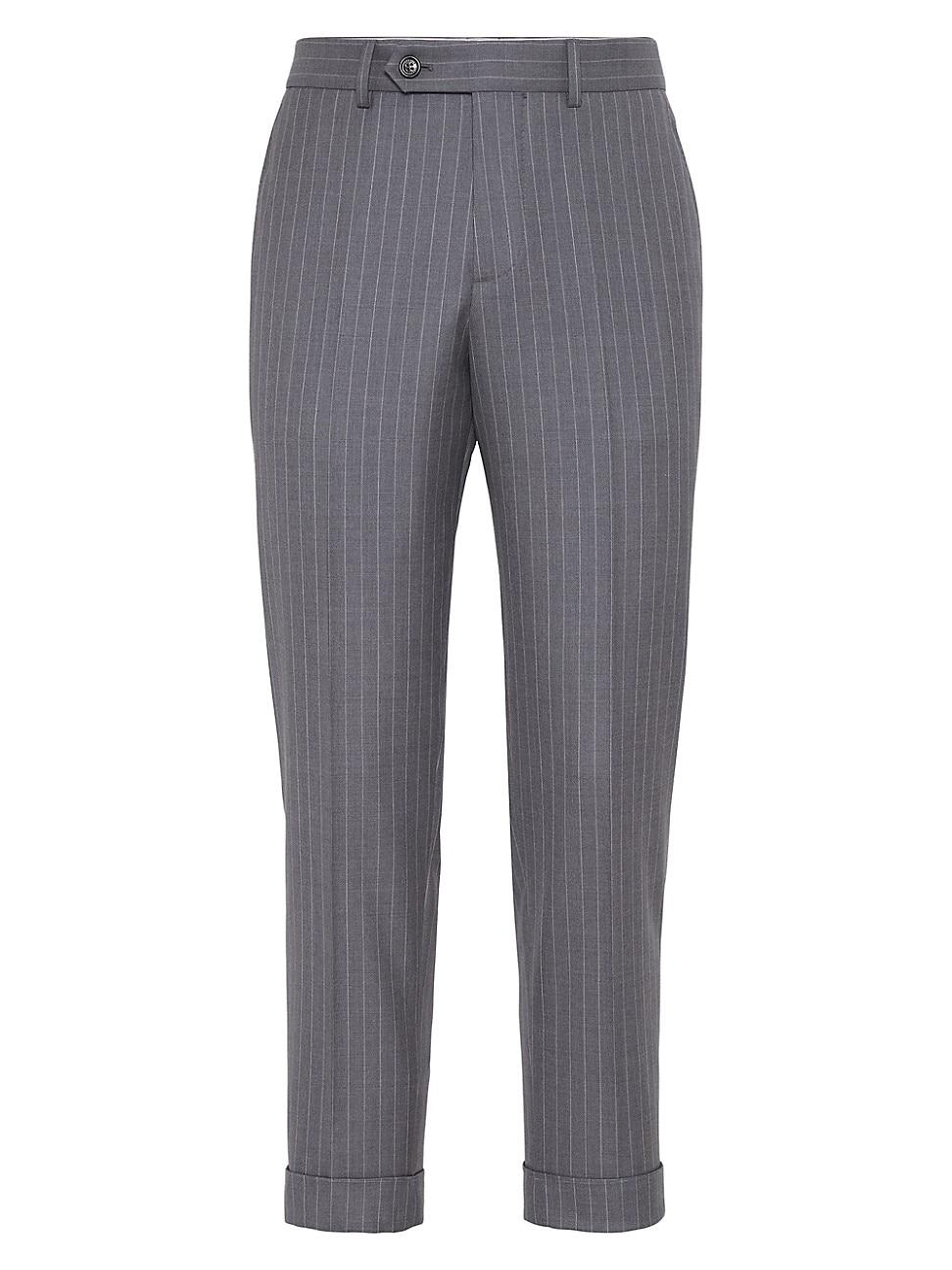 Mens Virgin Wool Chalk Stripe Batavia Formal Fit Trousers Product Image