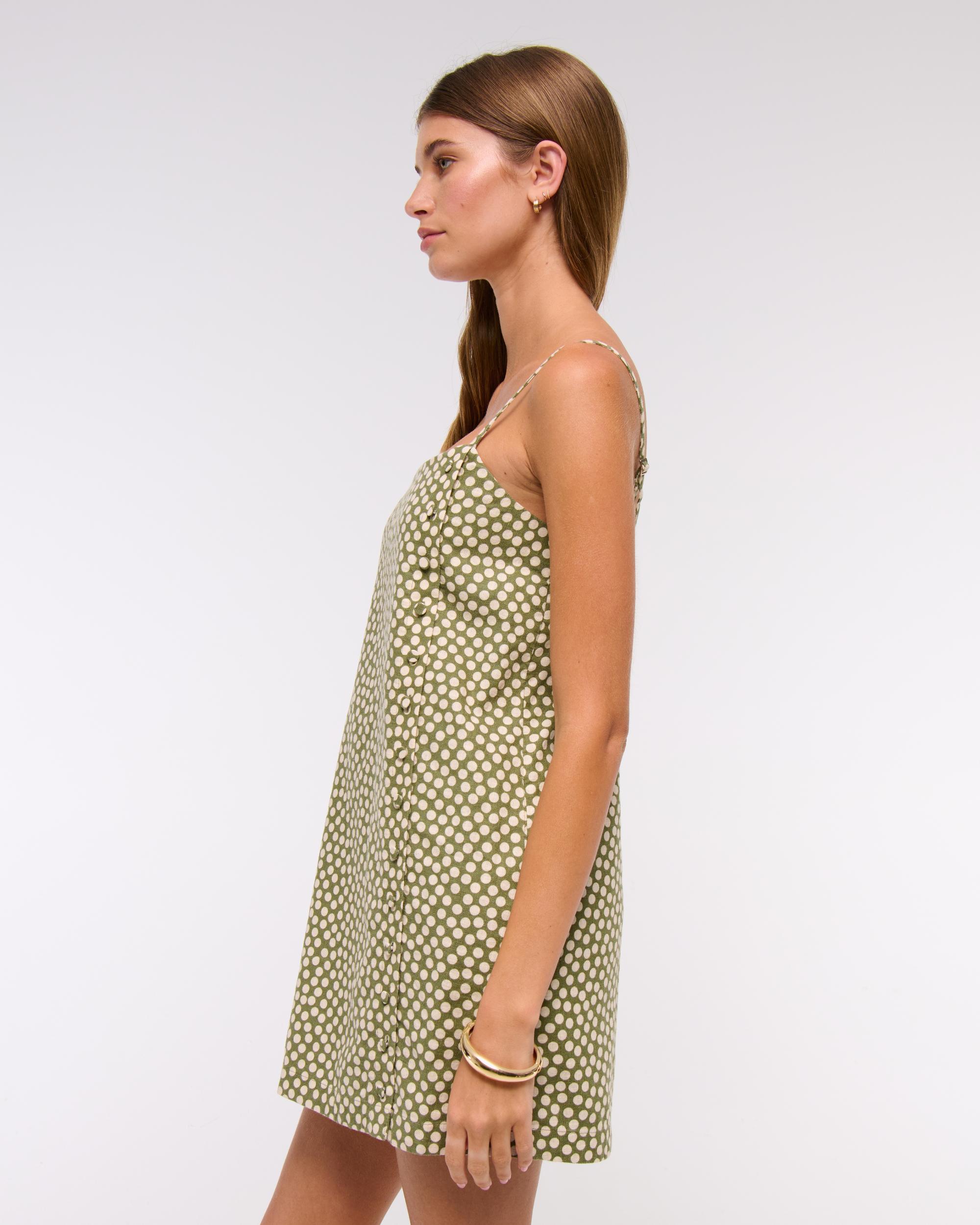 Linen-Blend Button Skort Product Image