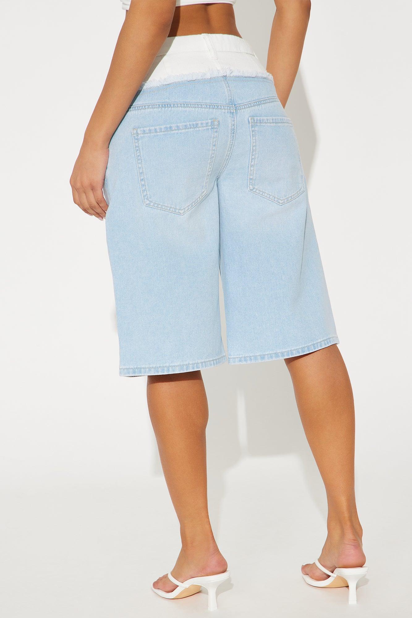 Let's Go Out Denim Jort - Light Wash Product Image