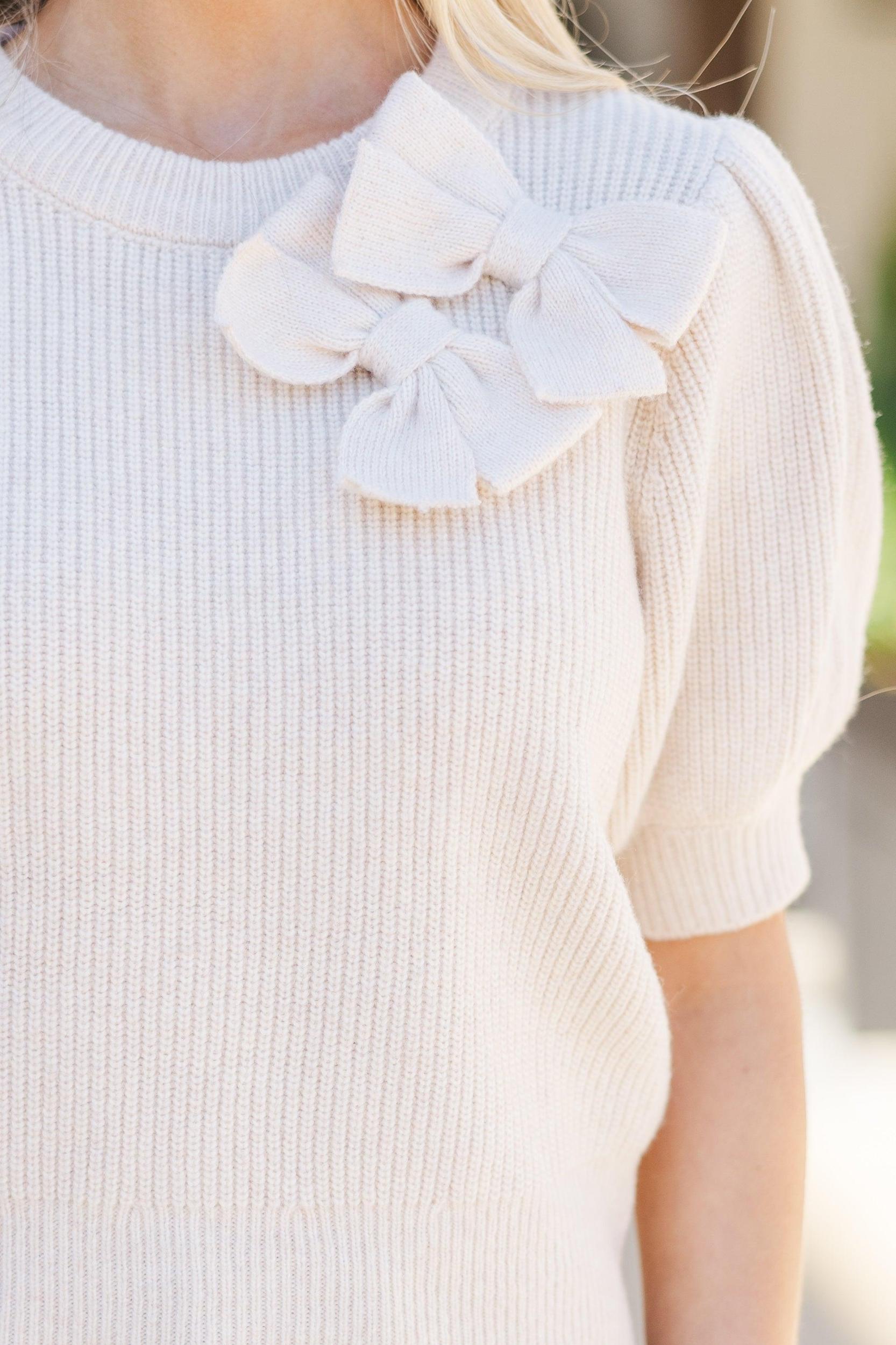 Clear Your Mind Cream Bow Sweater Female Product Image