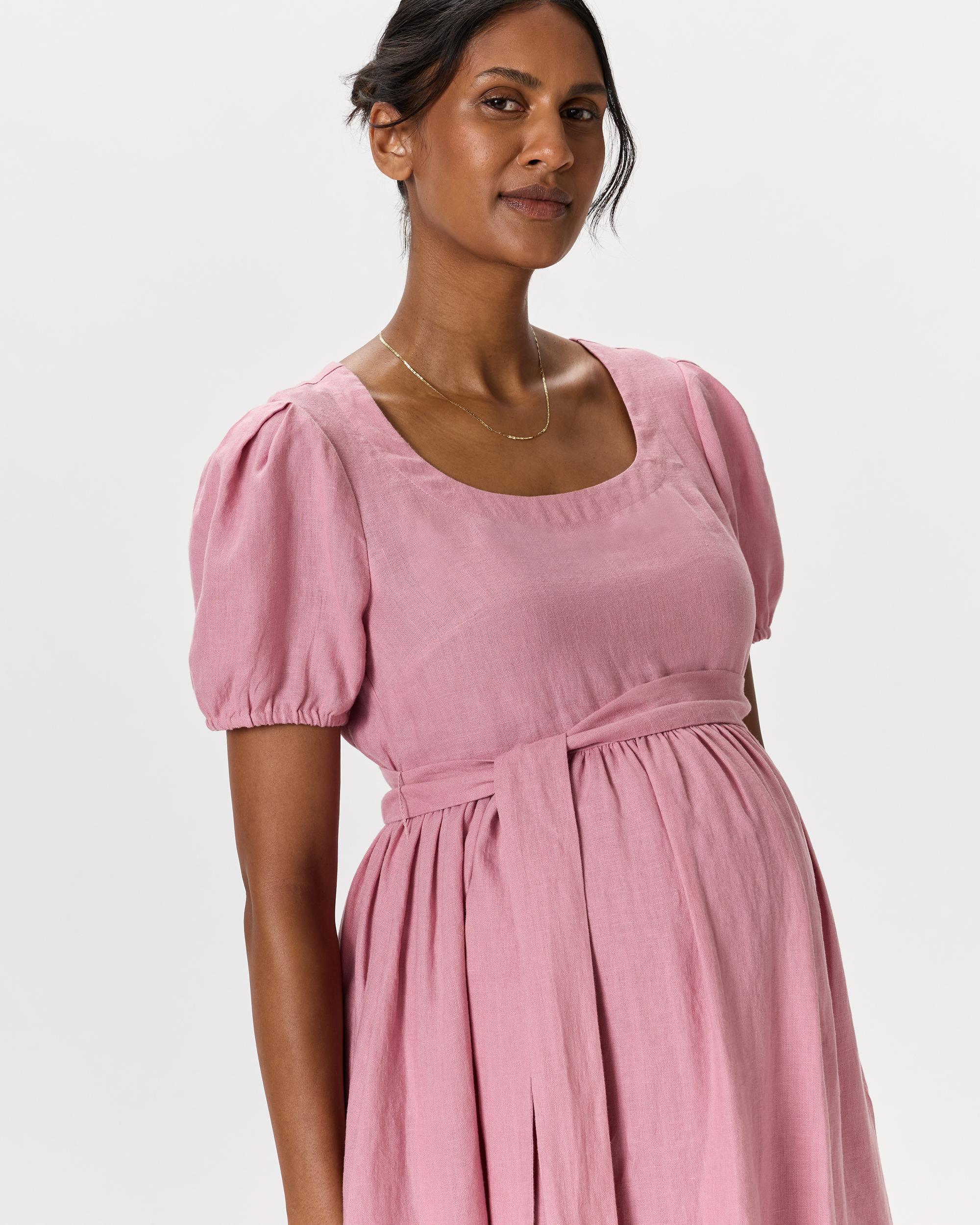 Quince | Women's 100% European Linen Maternity Short Sleeve Midi Dress Size XL, Tencel Product Image