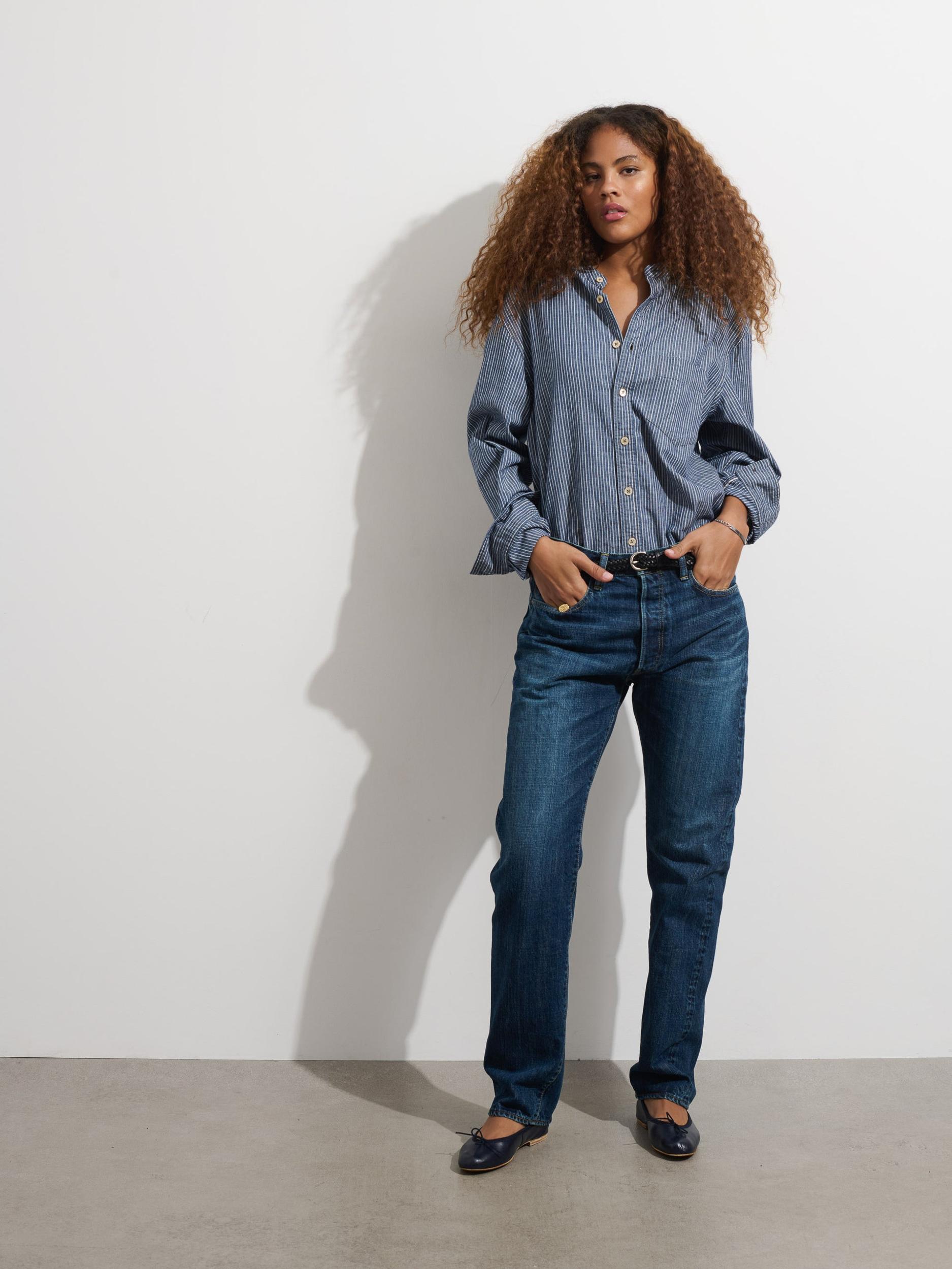 OMNIGOD x Alex Mill Band Collar Shirt in Stripe Product Image