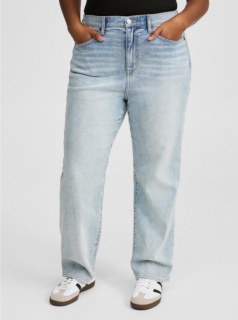 High Rise Straight Elastic Waist Jean Product Image