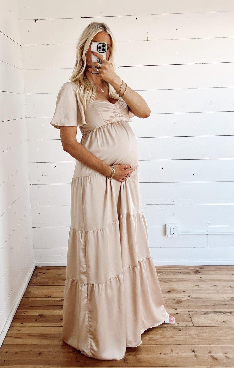 Nicole Maxi Dress ~ Champagne Luxe Satin Product Image