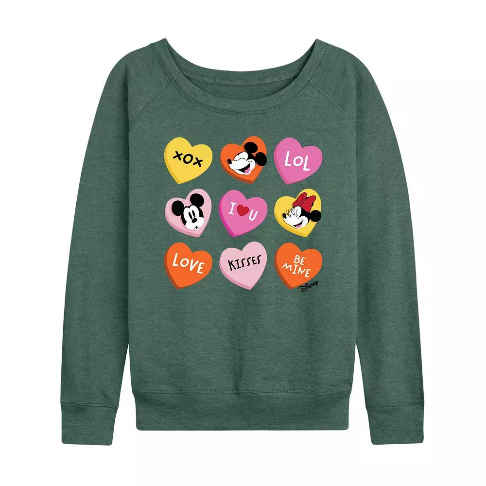 Disney's Mickey & Minnie Mouse Women's Heart Grid French Terry Long Sleeve Tee,  Product Image