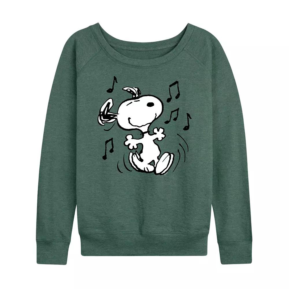 Women's Peanuts Snoopy Dancing French Terry Long Sleeve Tee, Girl's,  Product Image