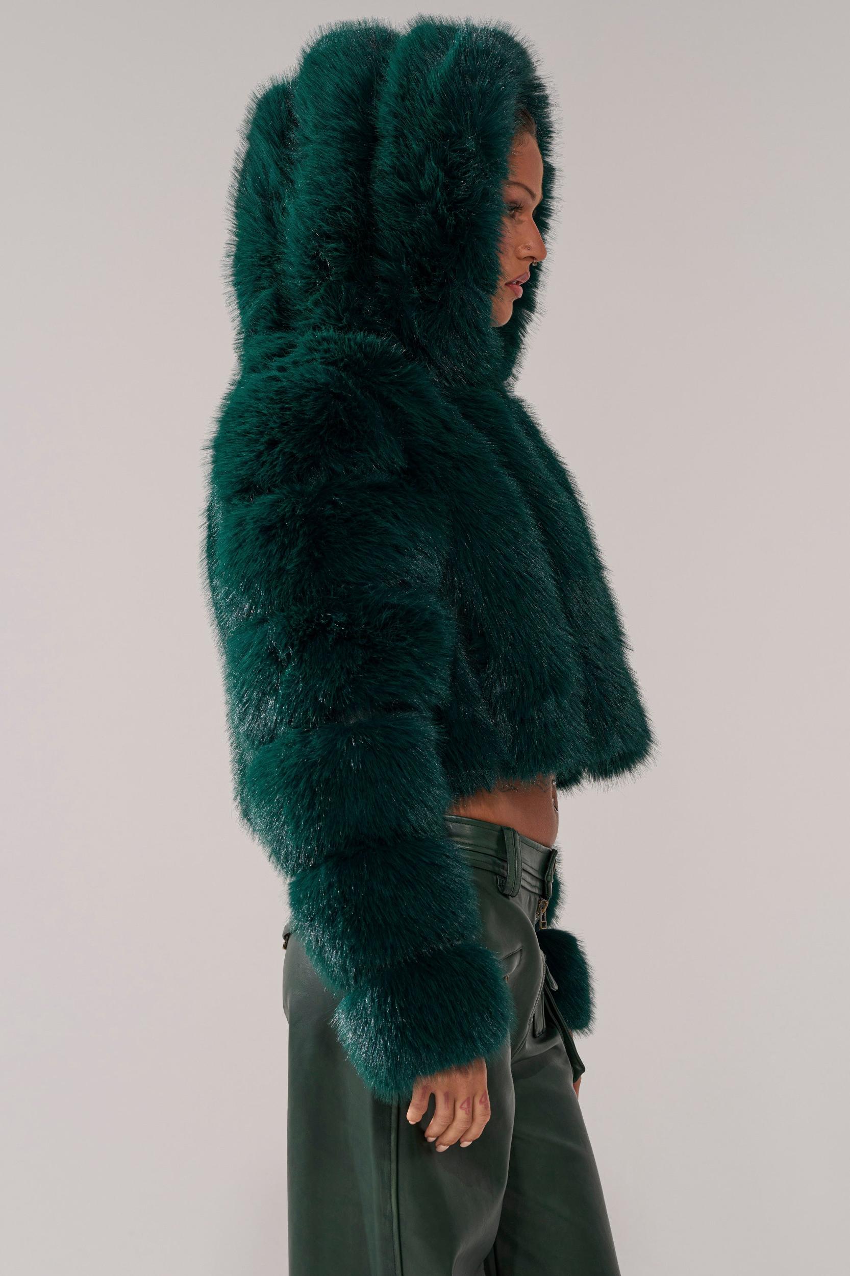JOLENE FAUX FUR COAT IN EMERALD GREEN Product Image