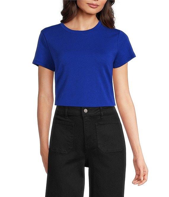 Vince Camuto Short Sleeve Crew Neck Knit Tee Shirt Product Image